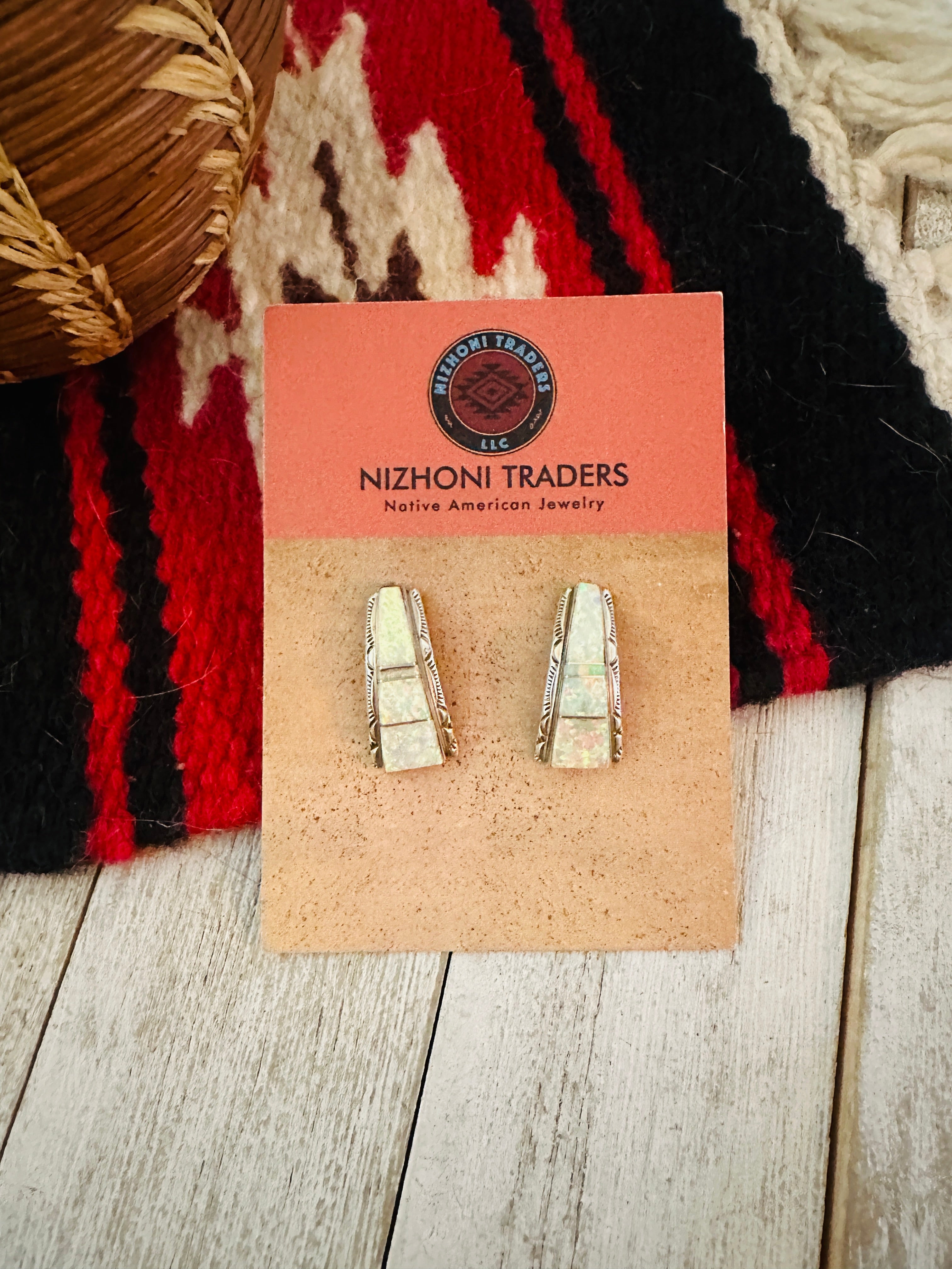 Navajo Opal & Sterling Silver Inlay Earrings