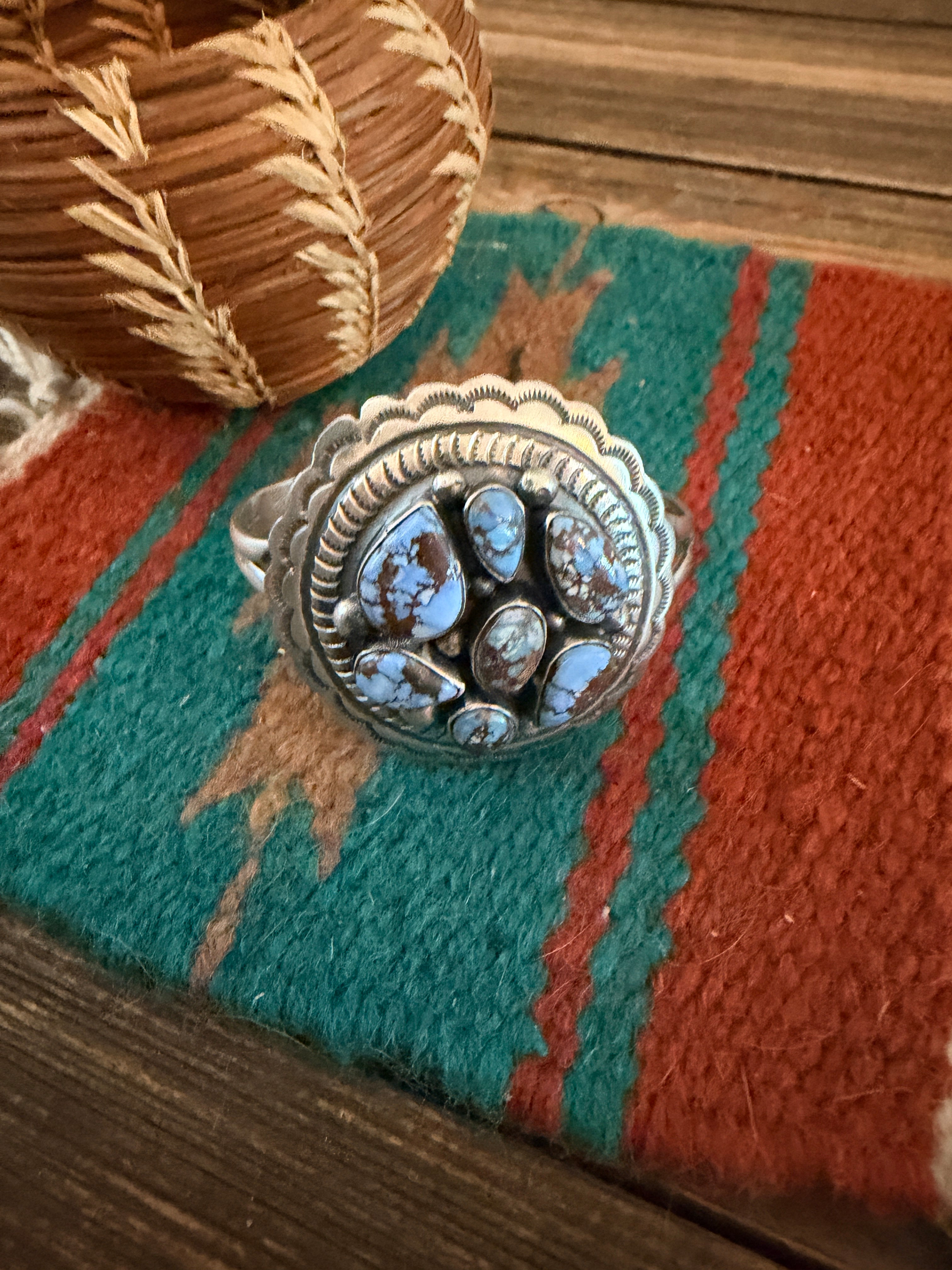 Handcrafted Golden Hills Turquoise & Sterling Silver Cuff Bracelet by Chimney Butte