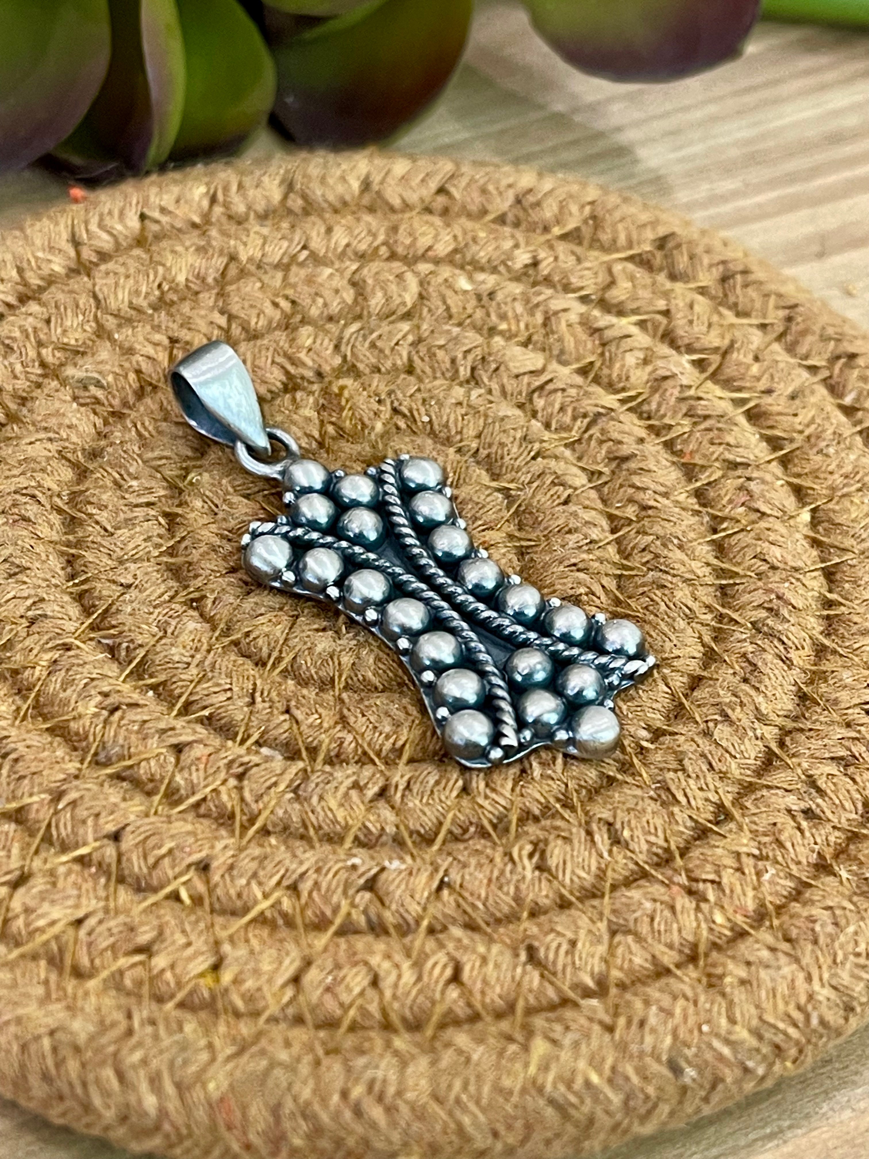 Handmade Sterling Silver Pendant with Signed Nizhoni