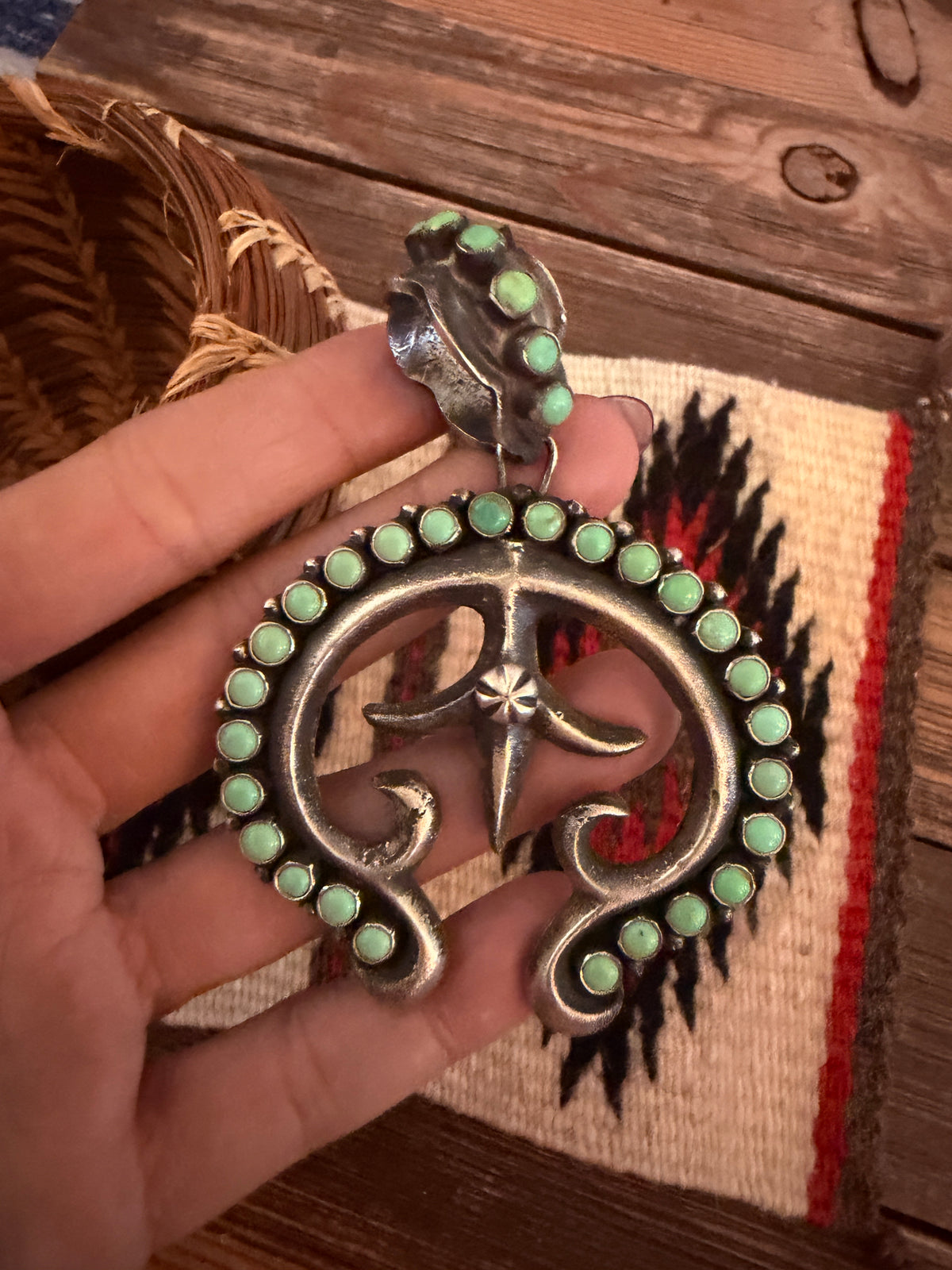 Handcrafted Sterling Silver & Turquoise Naja Pendant by Shawn Cayatineto