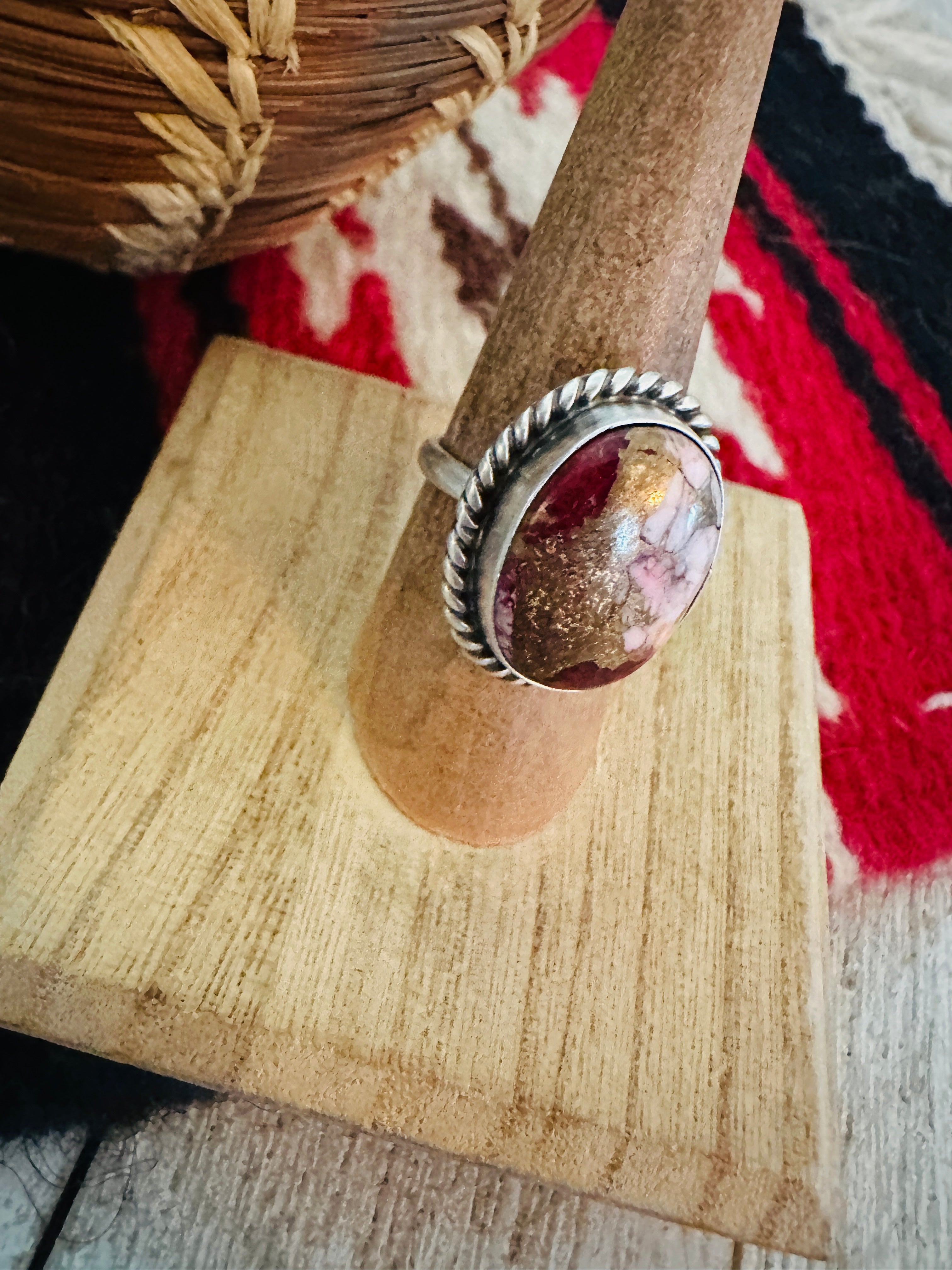 Handcrafted Sterling Silver & Rose Dahlia Adjustable Ring