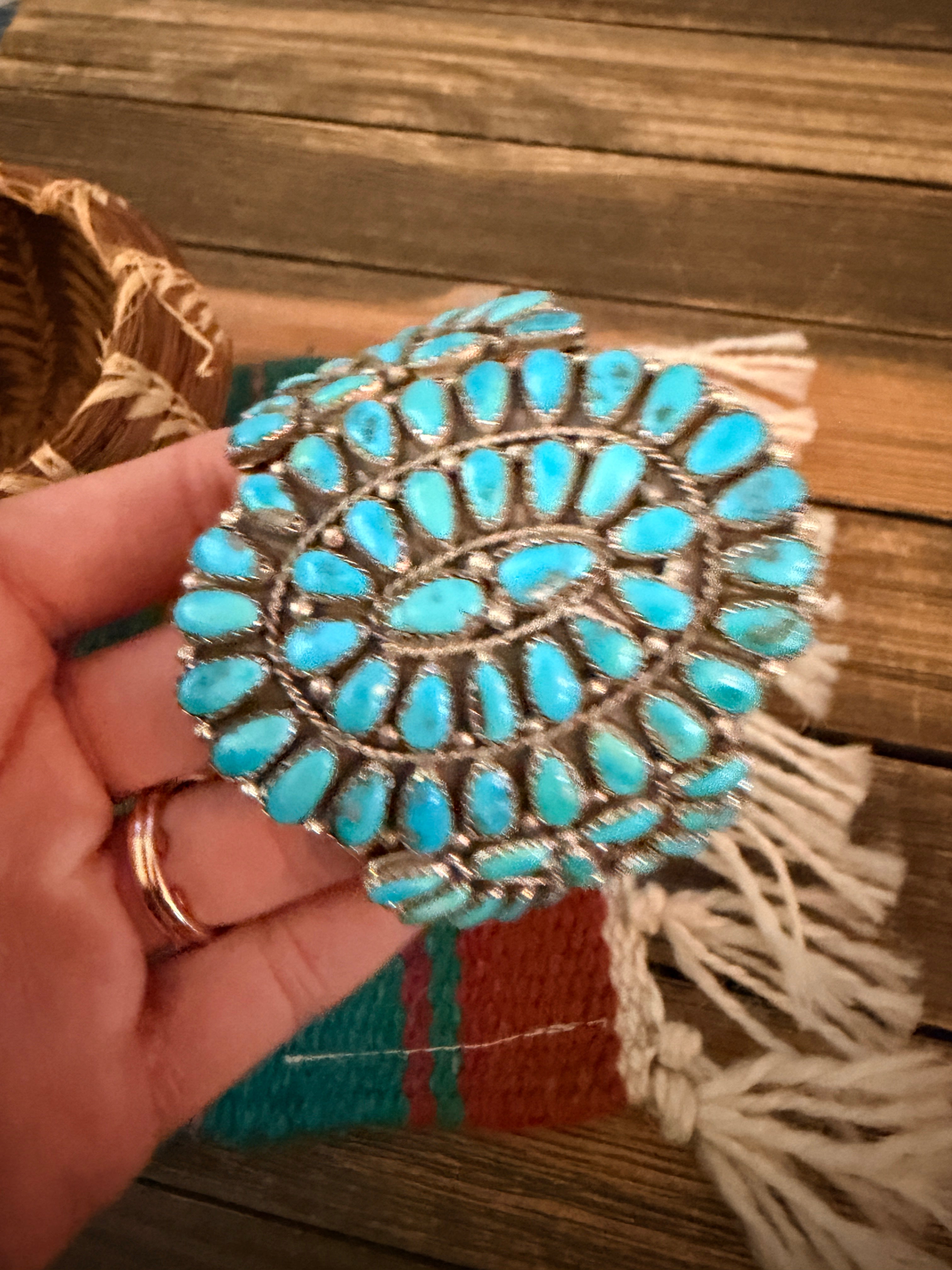 Handcrafted Turquoise & Sterling Silver Cluster Cuff Bracelet By Juliana Williams