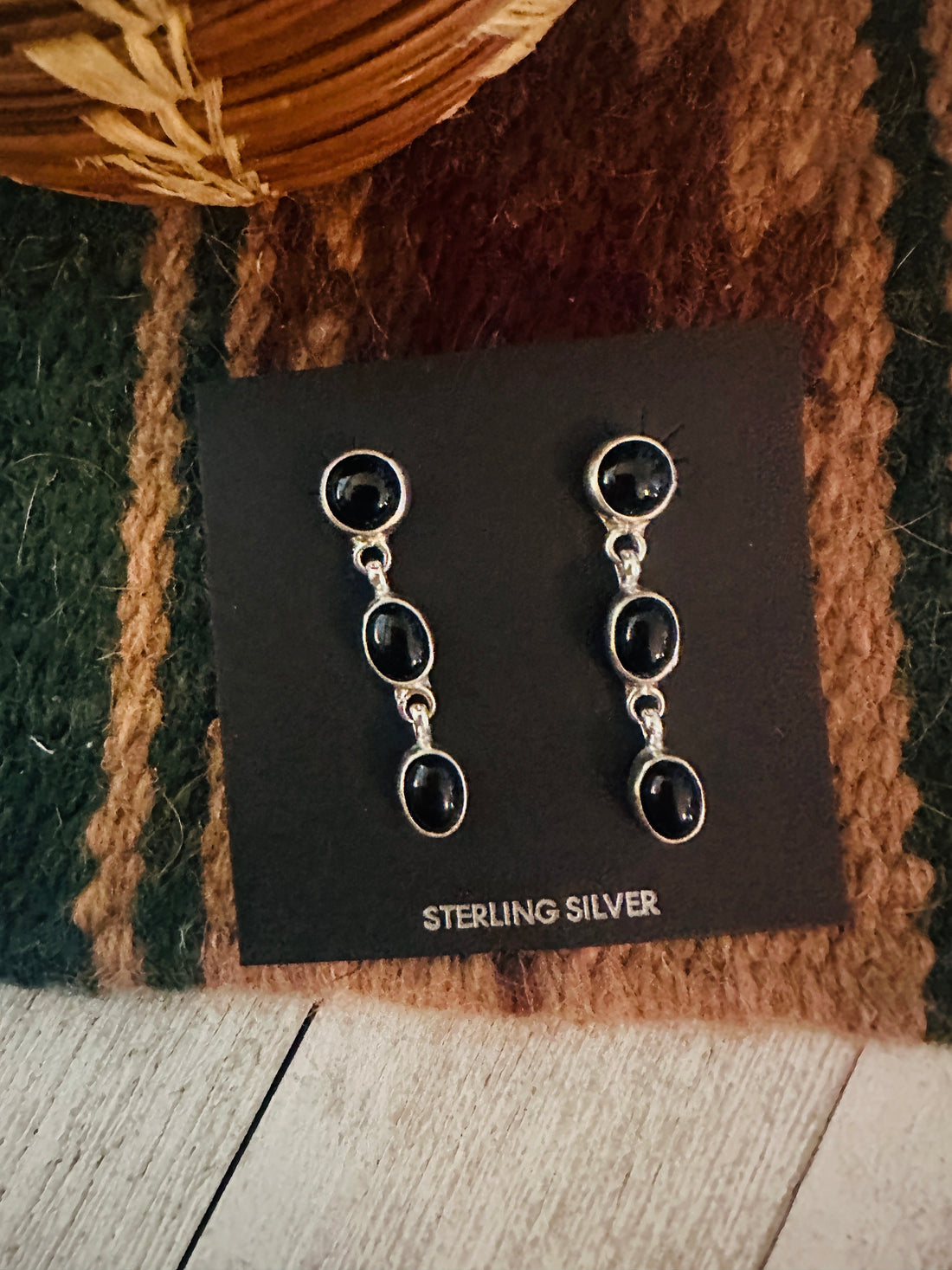 Handcrafted Onyx & Sterling Silver Dangle Earrings