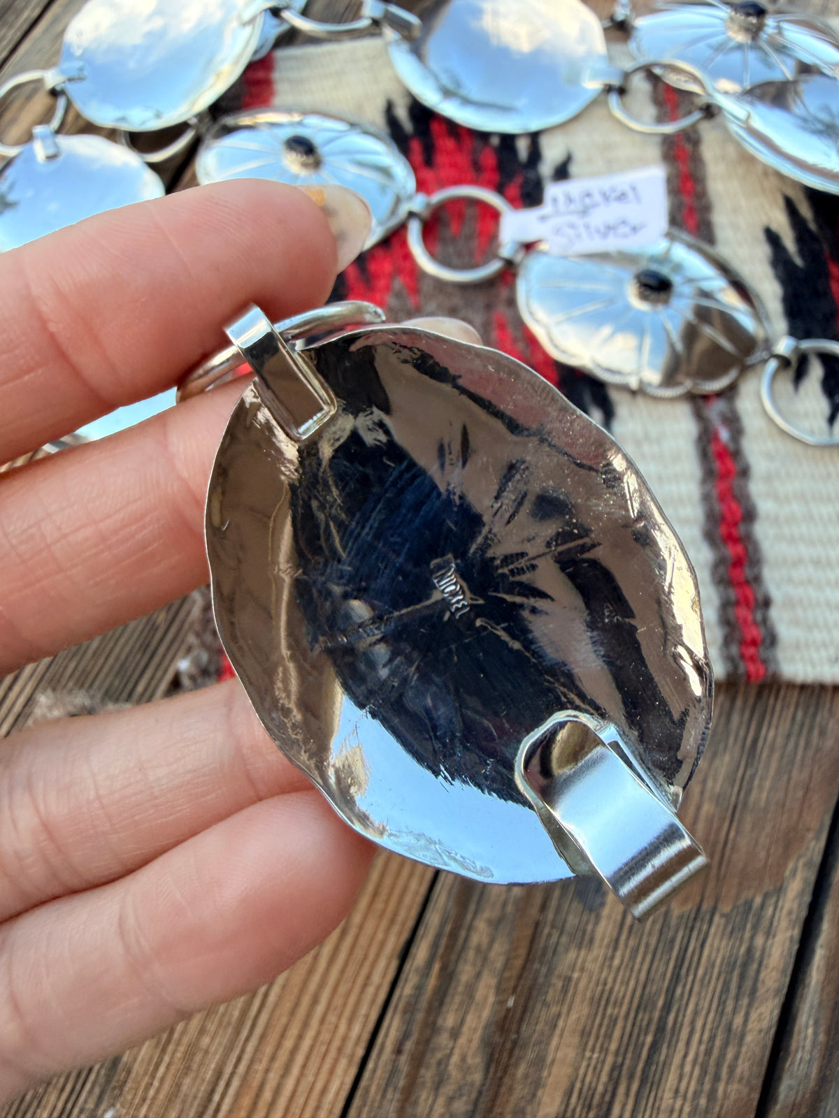 Handcrafted Vintage Old Pawn Onyx & Nickel Concho Belt