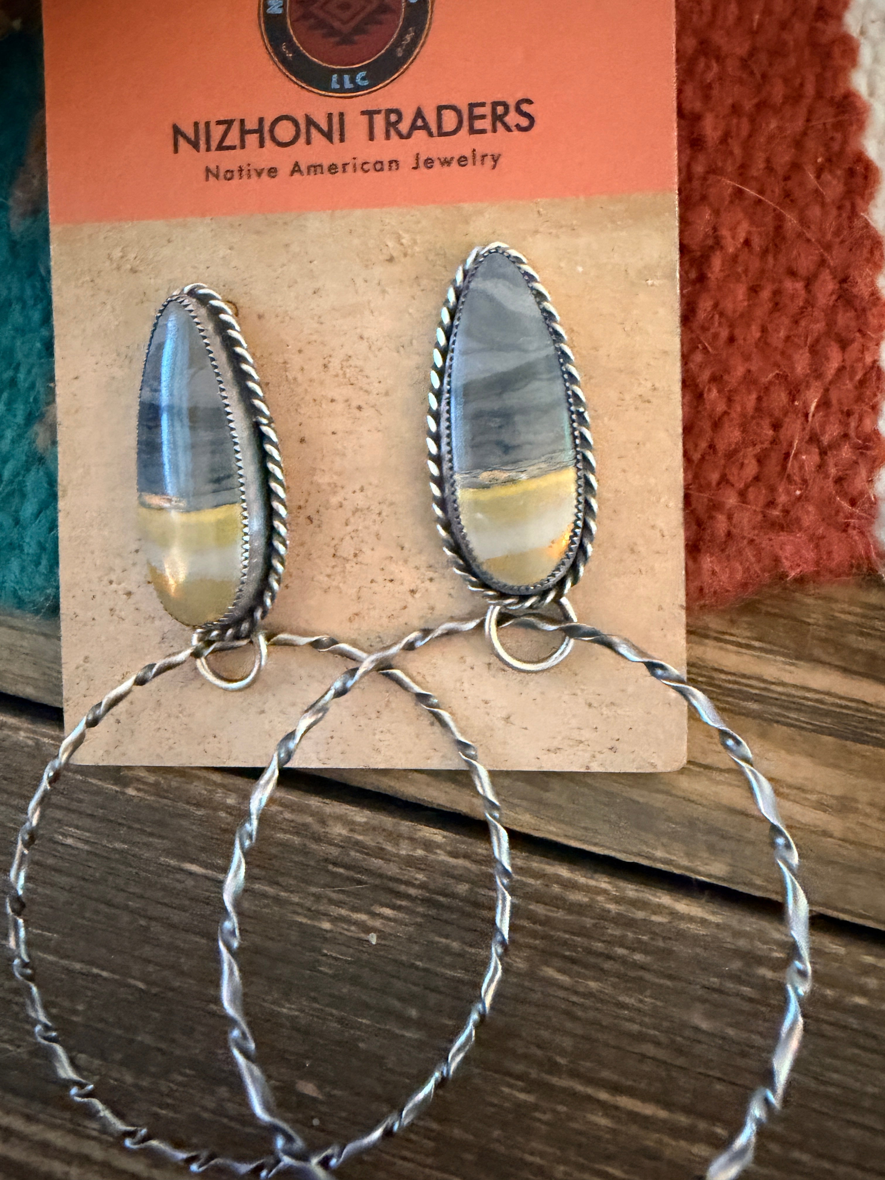 Handcrafted Bumblebee & Sterling Silver Hoop Earrings