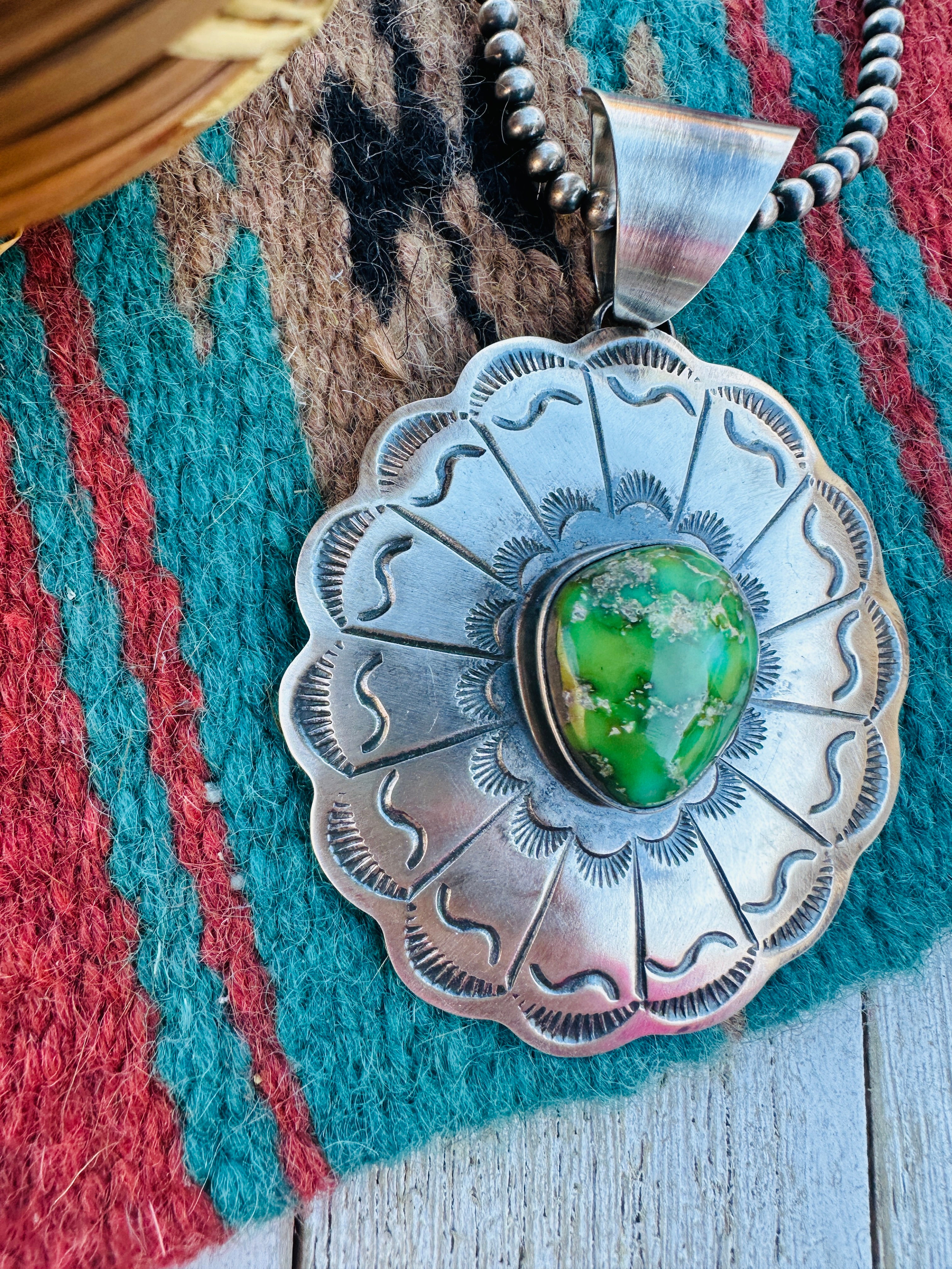 Handcrafted Sterling Silver & Sonoran Mountain Turquoise Pendant by Chimney Butte