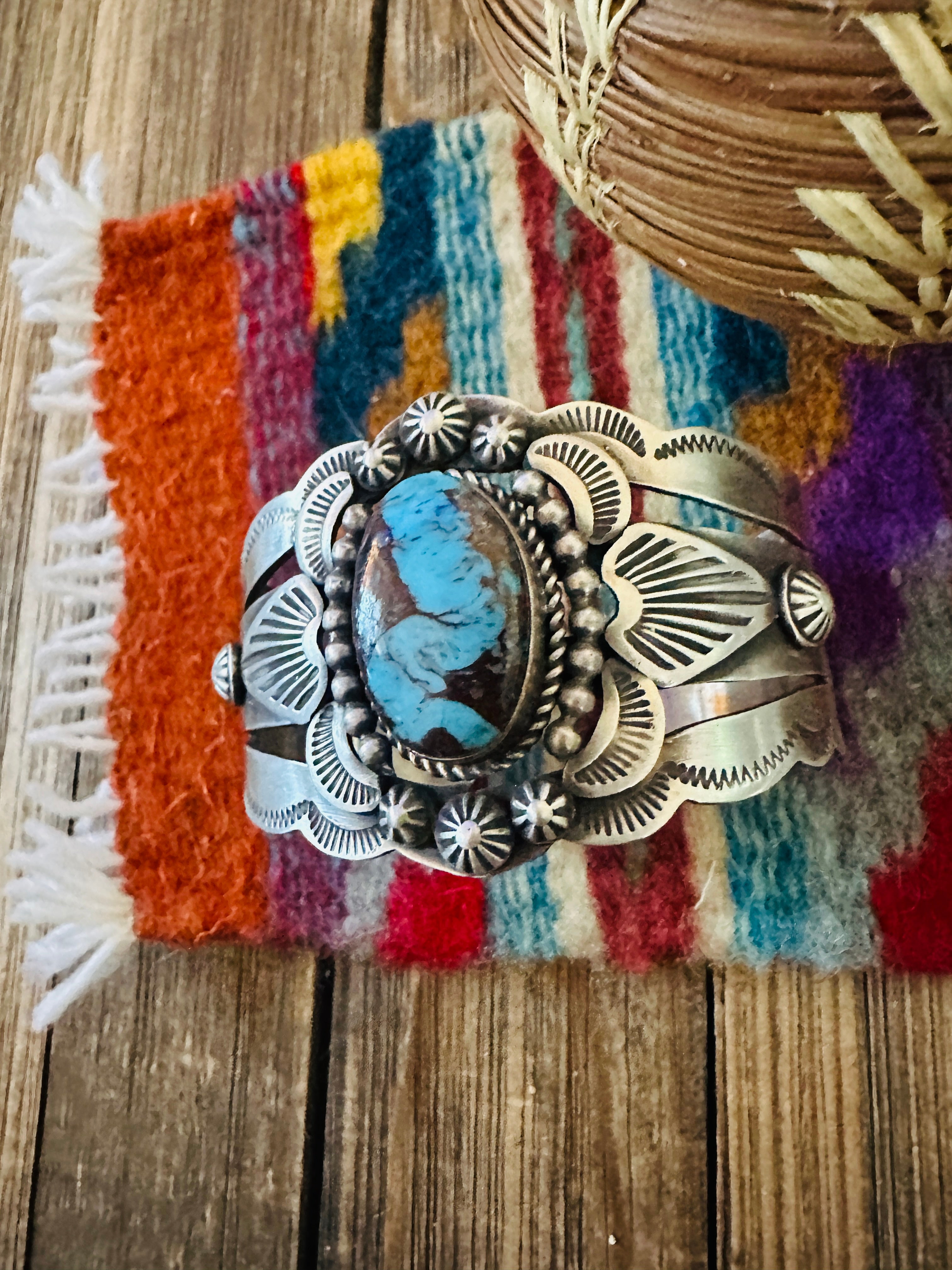 Handcrafted Egyptian Turquoise & Sterling Silver Cuff Bracelet by Randall Endito