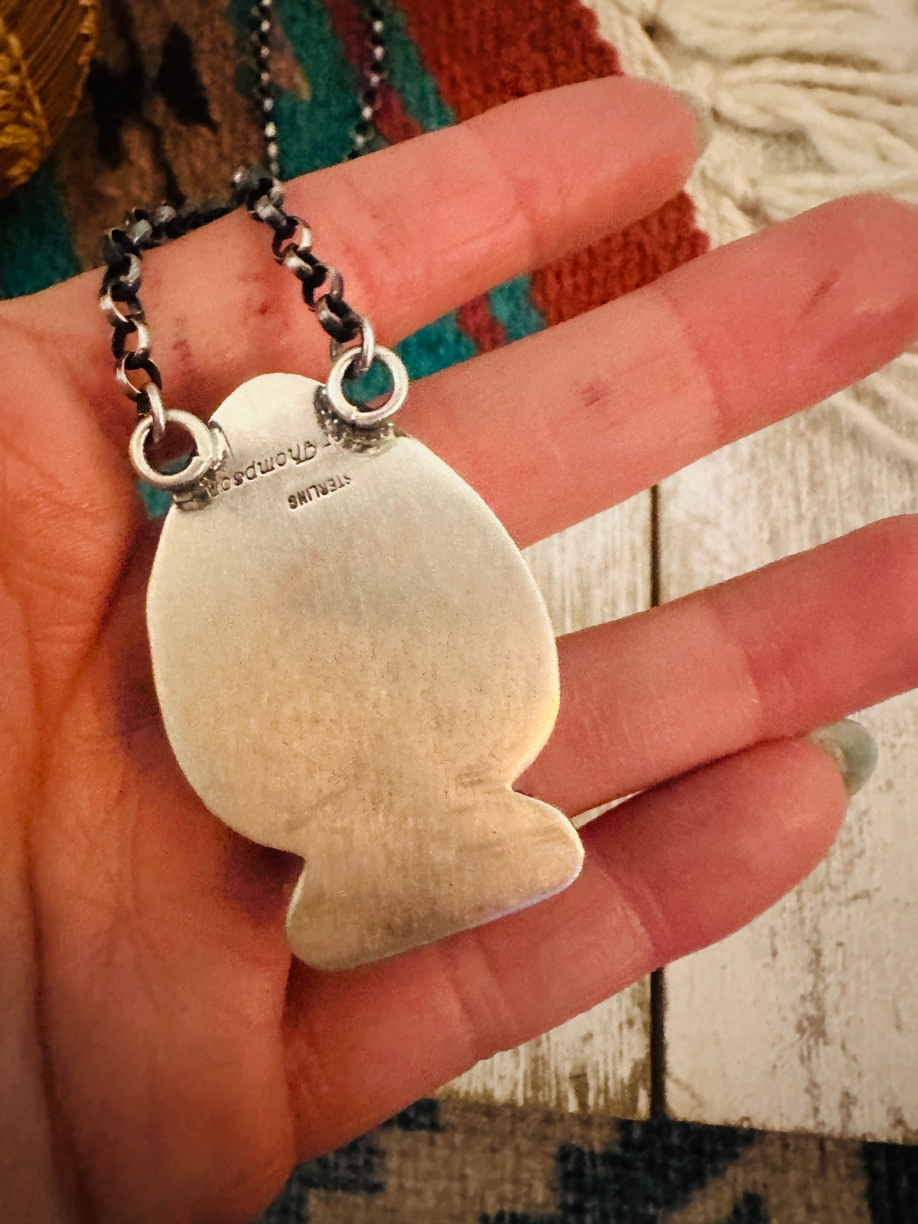 Navajo Sterling Silver & Multi Stone Inlay Spade Necklace