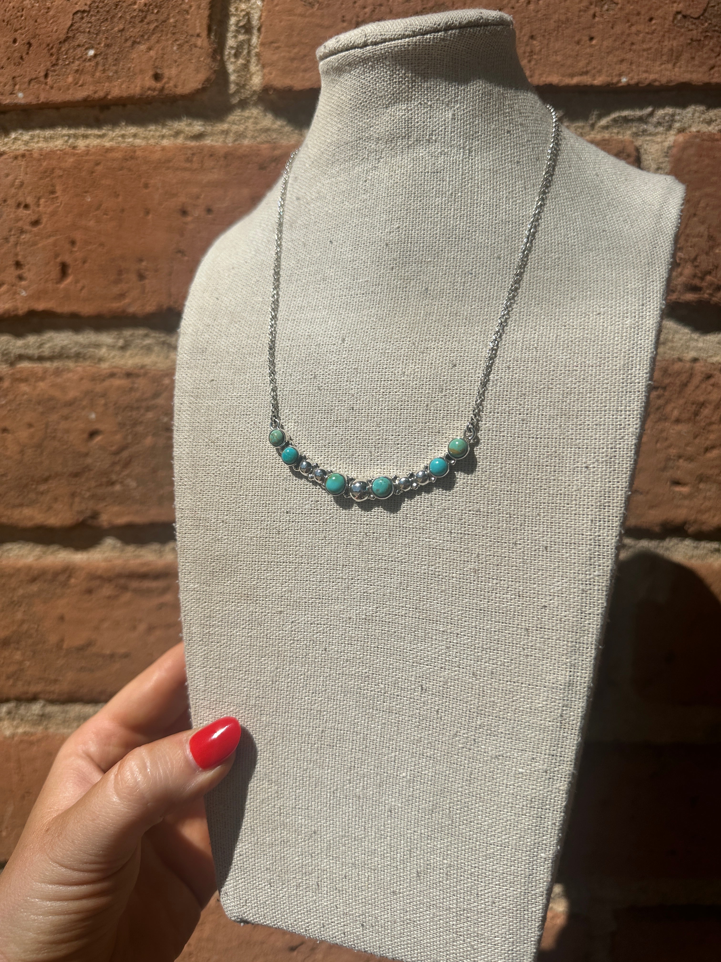 Handmade Turquoise & Sterling Silver Ball Necklace