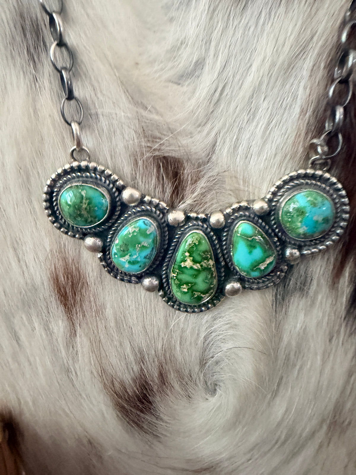 Handcrafted Sonoran Mountain Turquoise & Sterling Silver Necklace and Earring Set