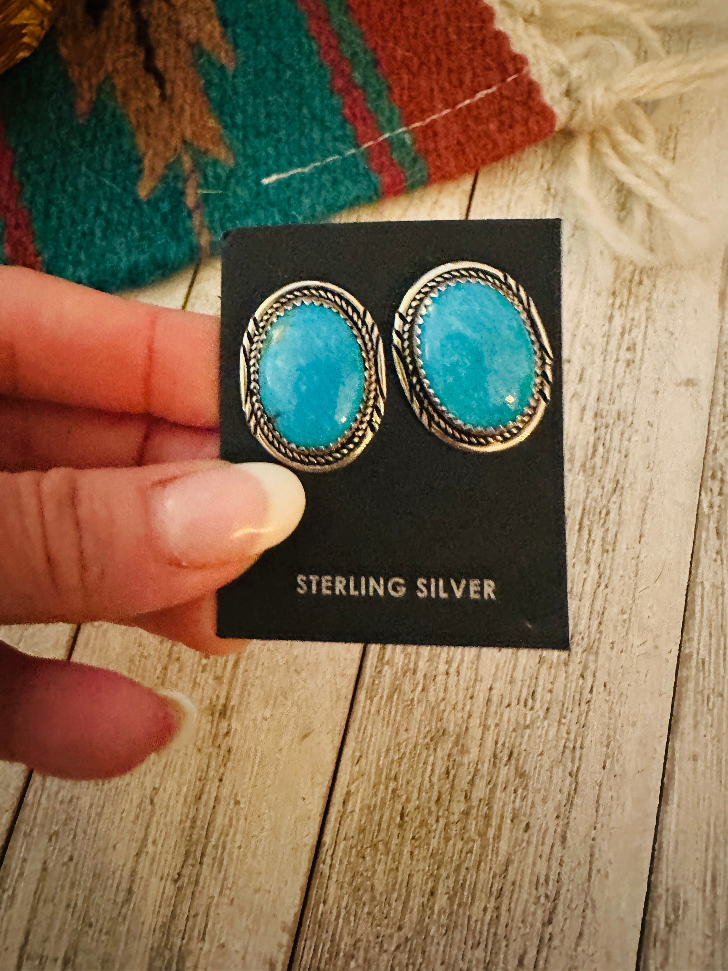 Navajo Turquoise & Sterling Silver Post Earrings