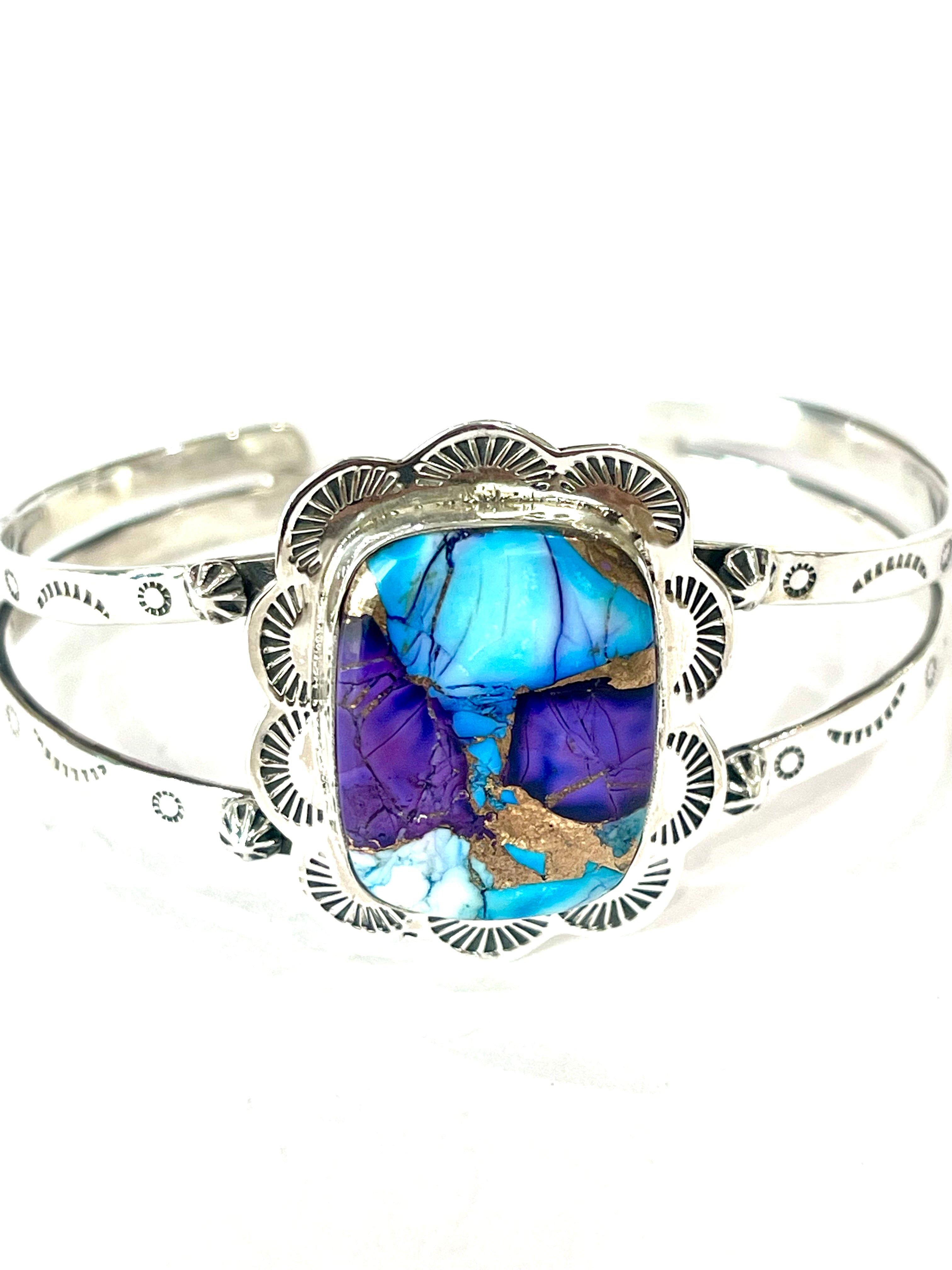 Handmade Purple Dream Mojave & Sterling Silver Cuff Bracelet