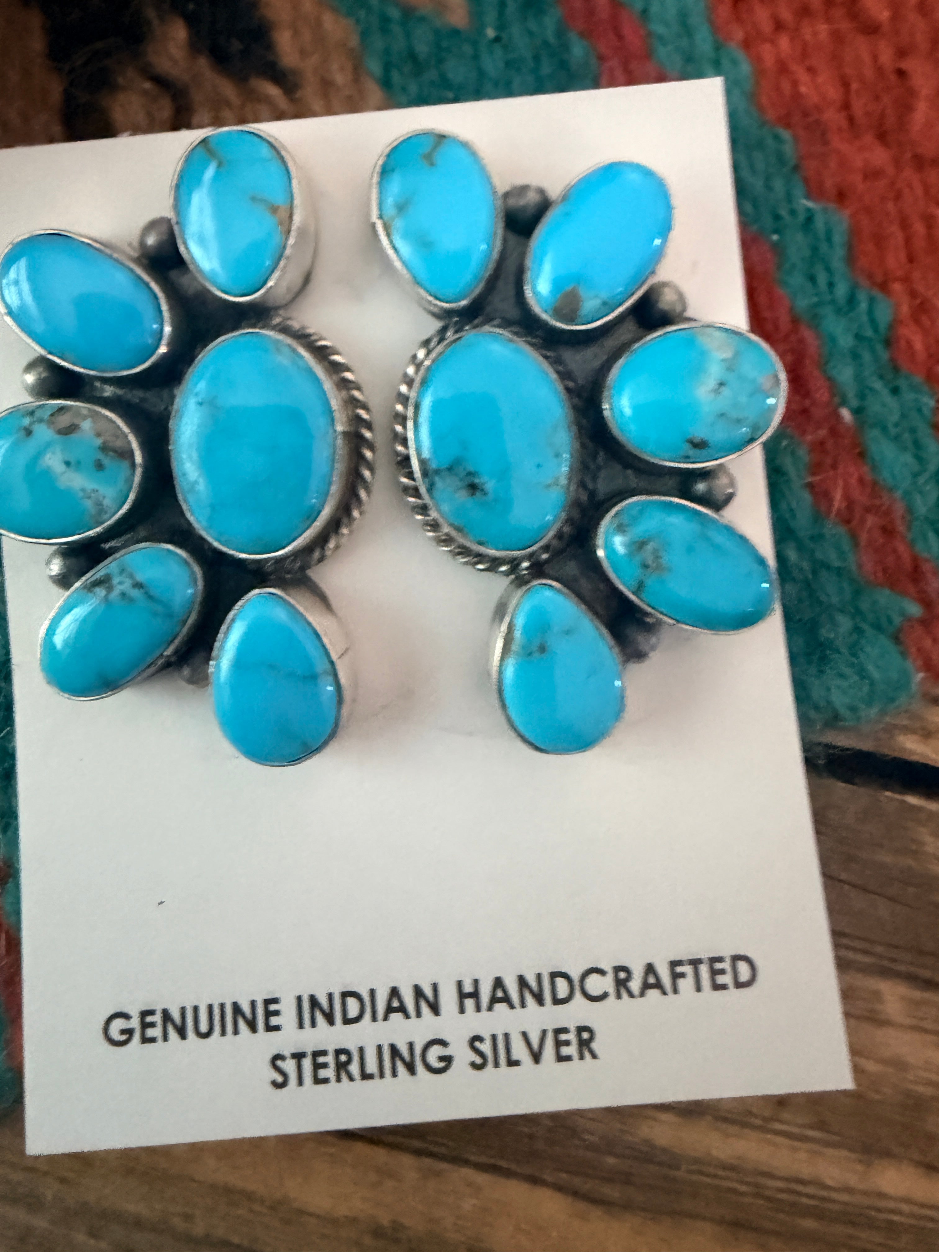 Handcrafted Turquoise & Sterling Silver Post Earrings by Letricia Largo