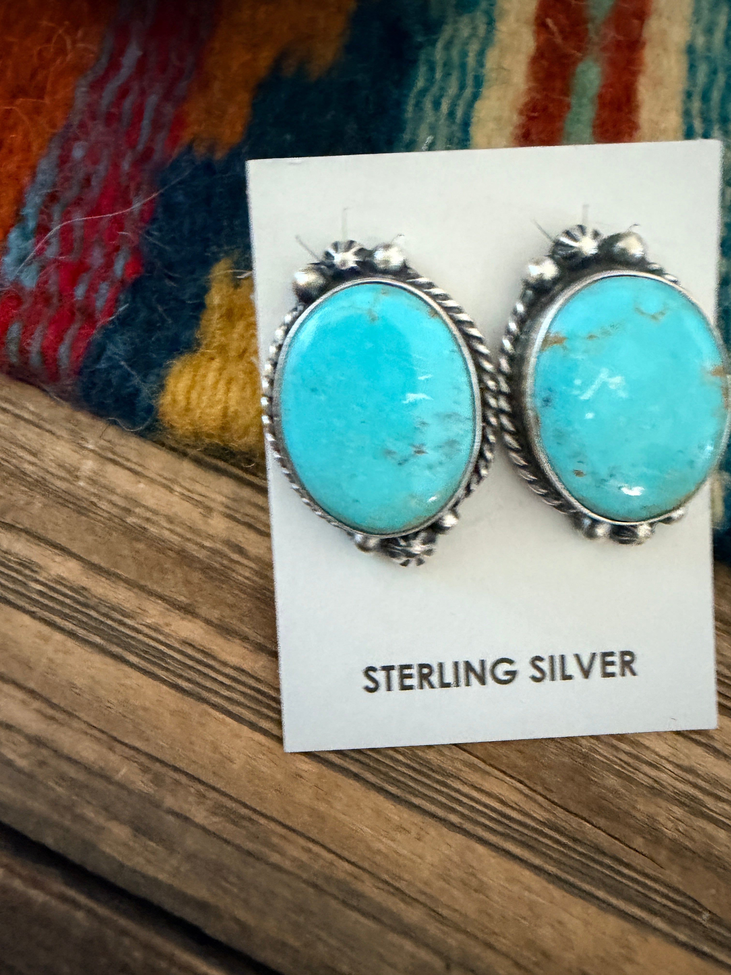 Handcrafted Turquoise & Sterling Silver Post Earrings