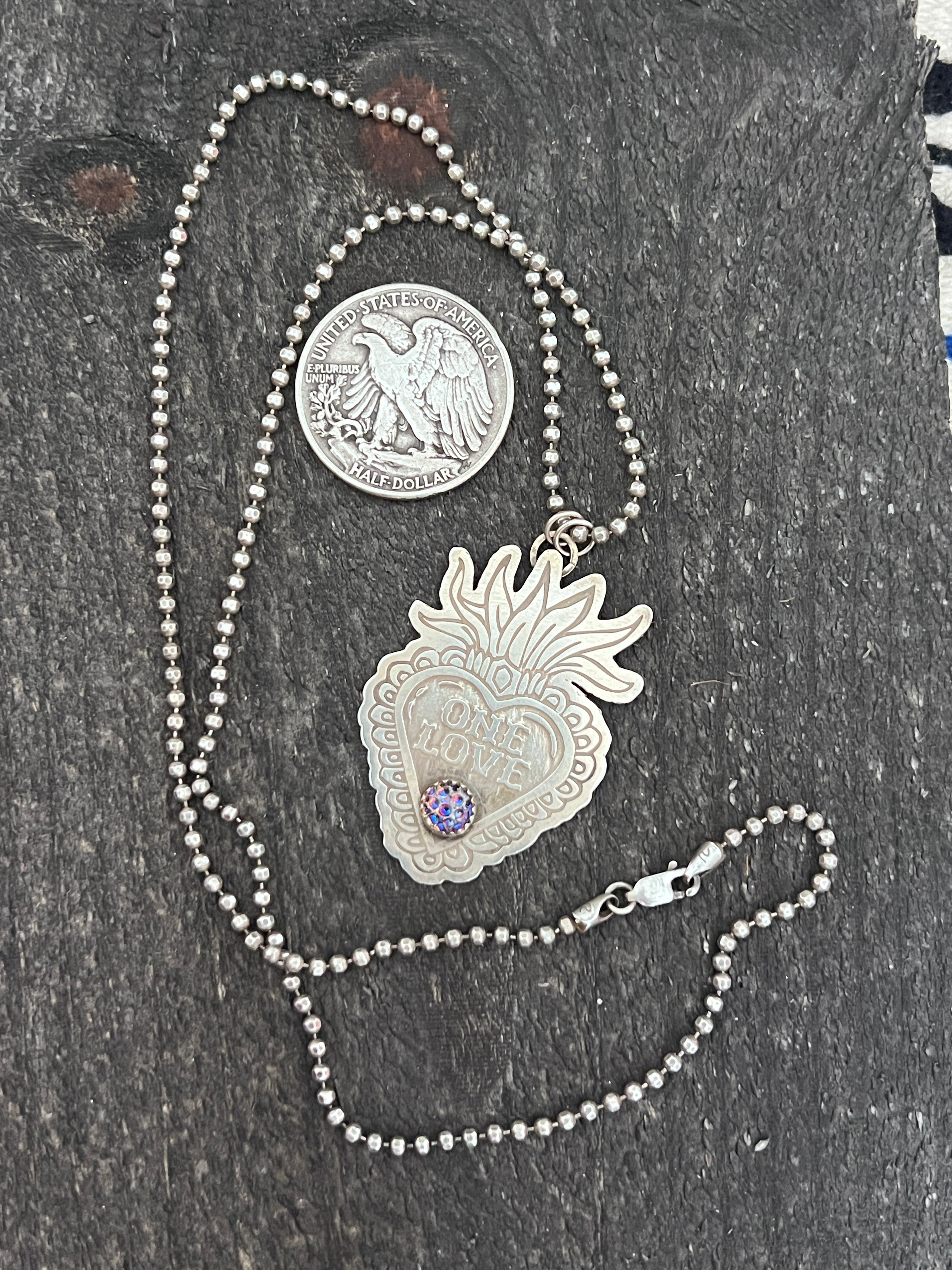 Tularosa Sterling Silver ‘One Love’ Sacred Heart Necklace