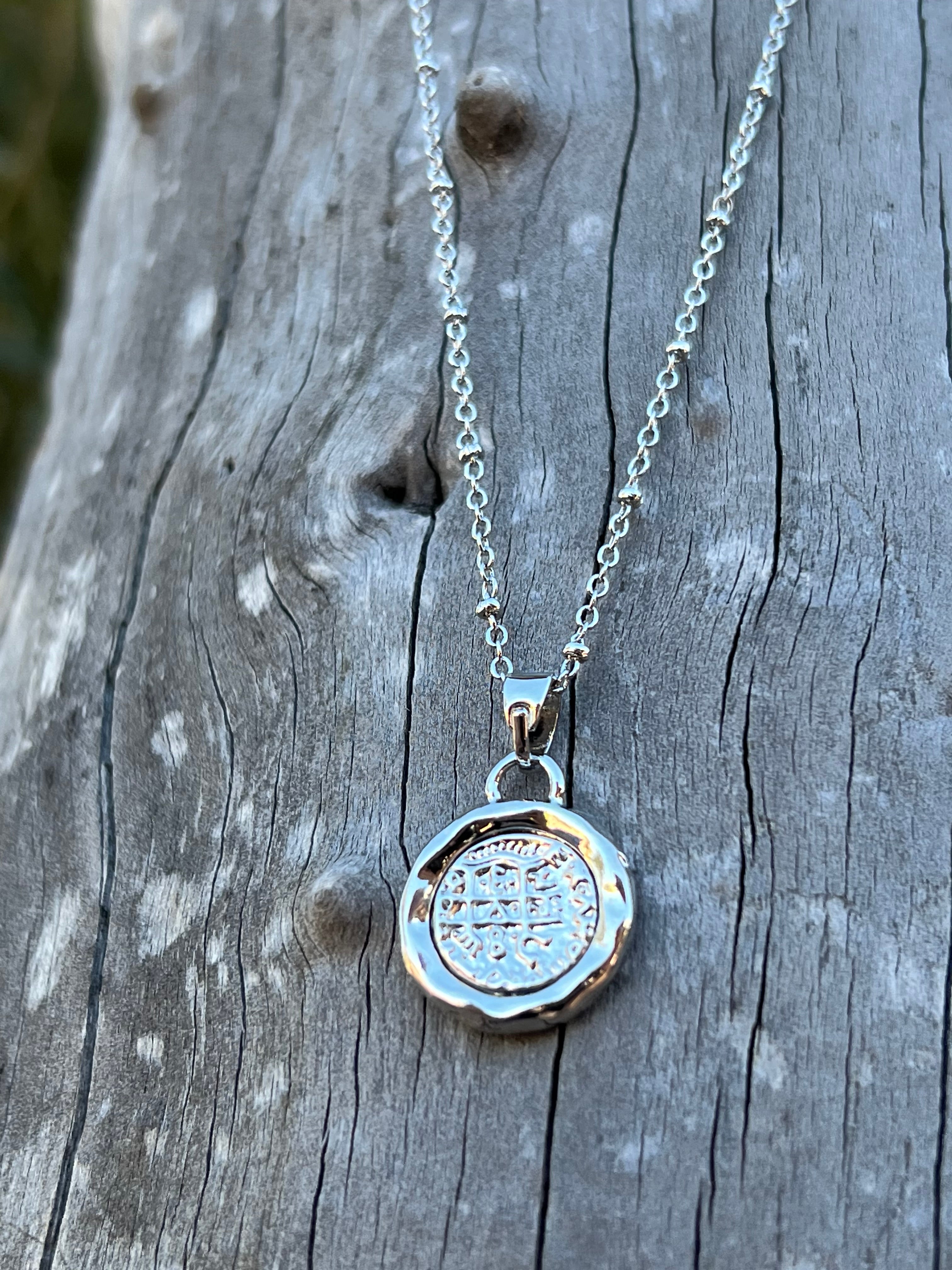 Silver Plated Dainty Coin Cross Chain Necklace