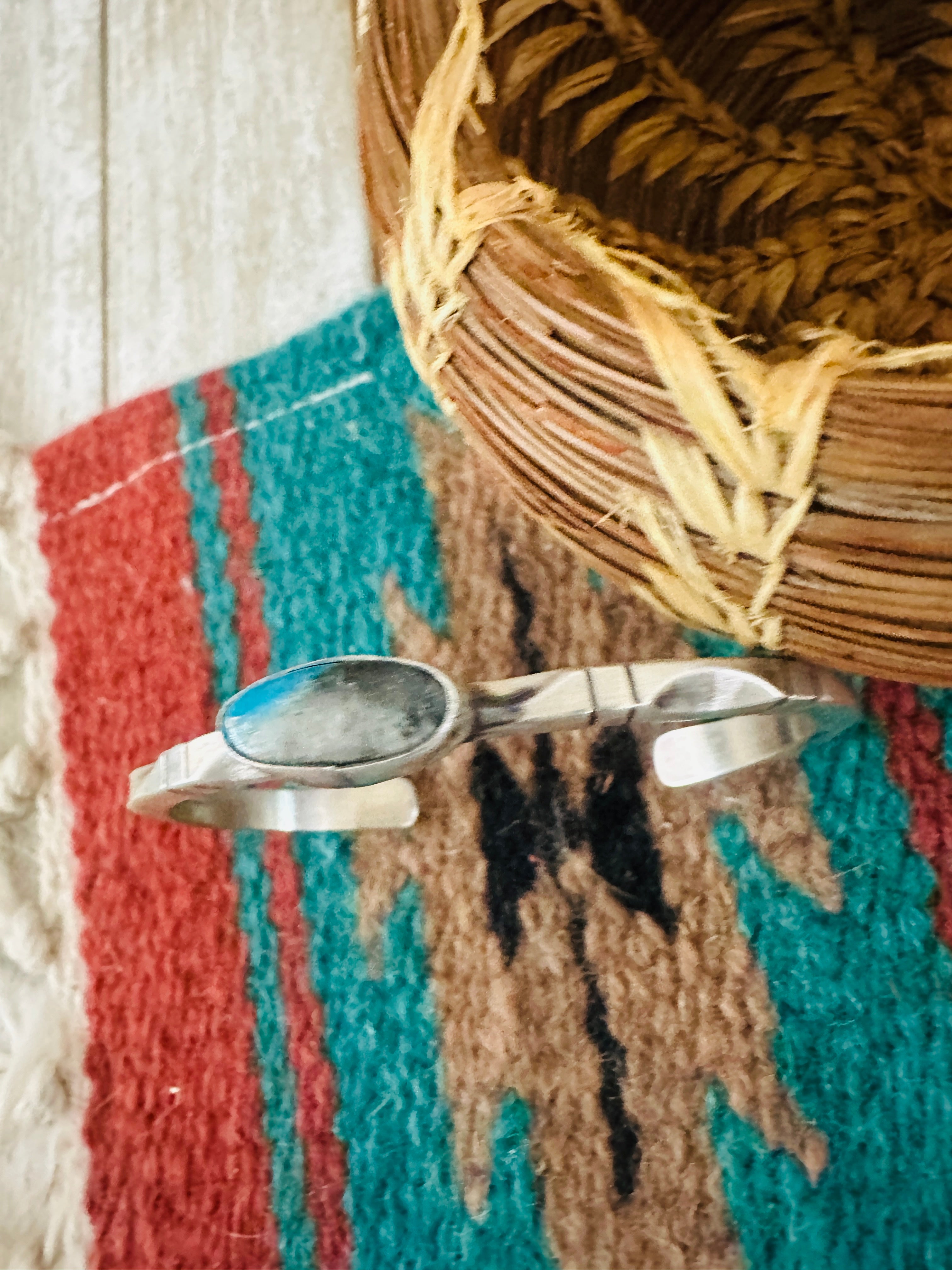 Handcrafted Sterling Silver & Turquoise Cuff Bracelet by Tahe