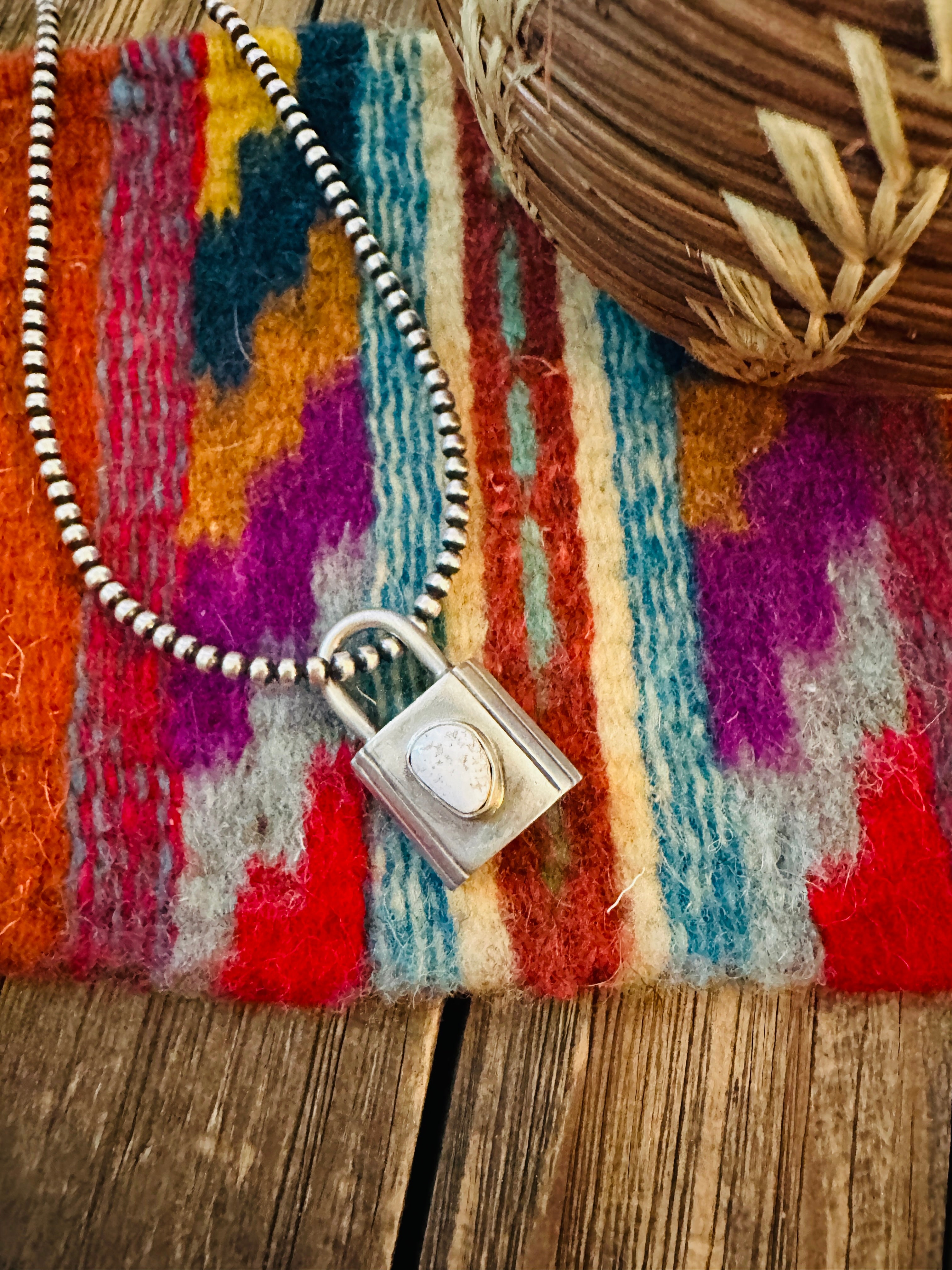 Handcrafted Sterling Silver & White Buffalo Locket Pendant by Emer Thompson