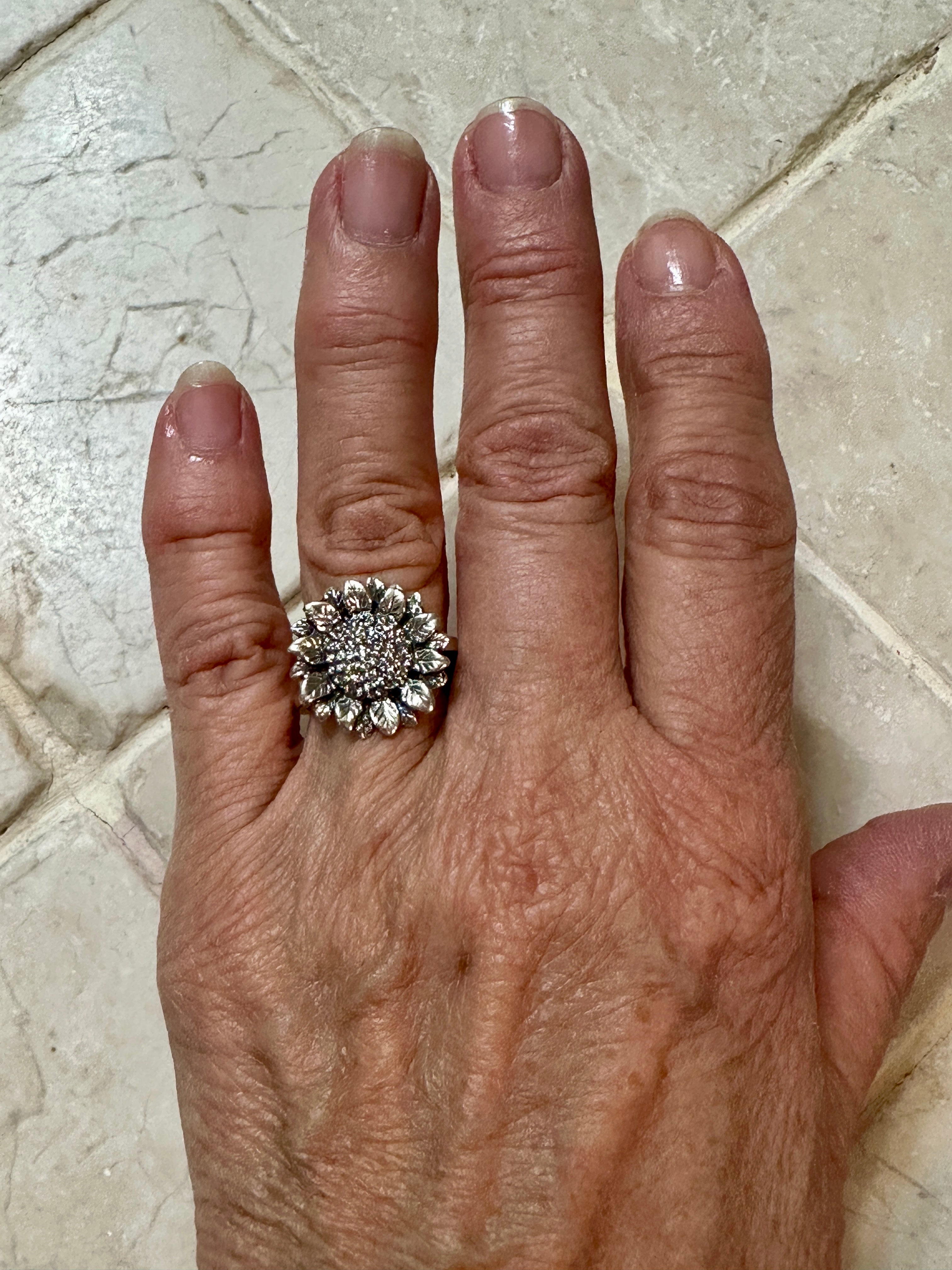 Sunflower Sterling Silver Ring