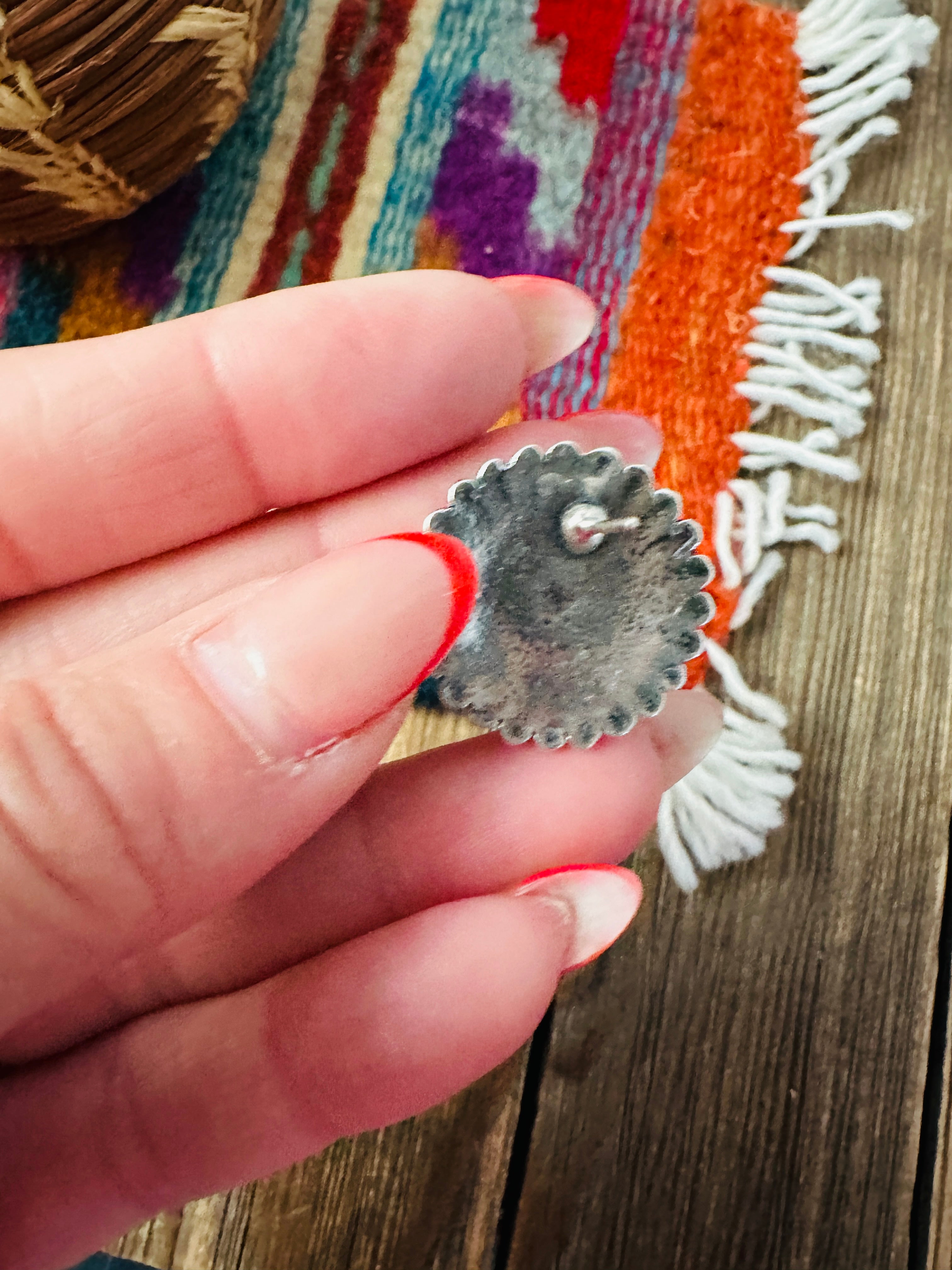 Handcrafted Sterling Silver Concho Stud Earrings