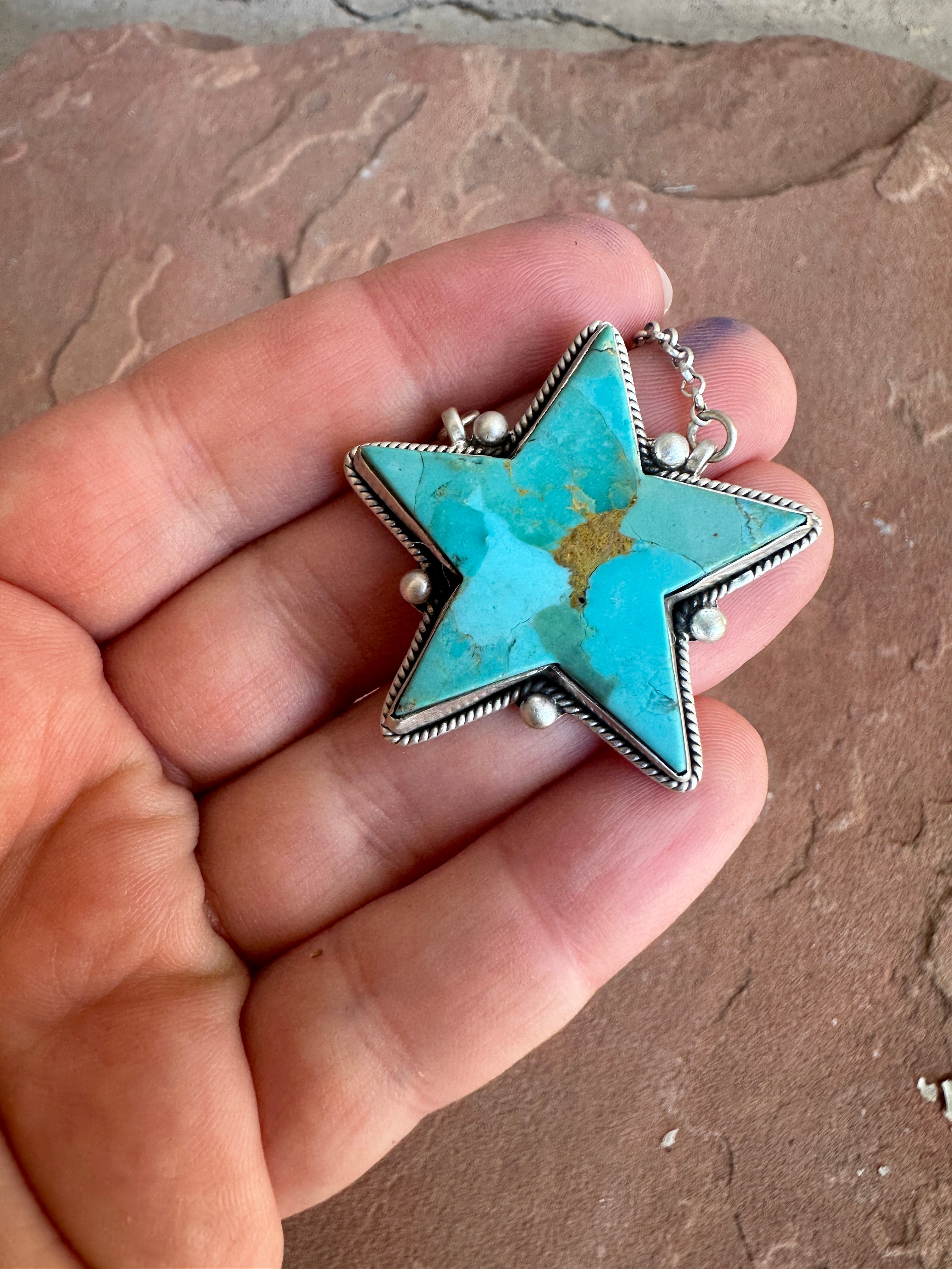 Handmade Sterling Silver & Turquoise Star Necklace