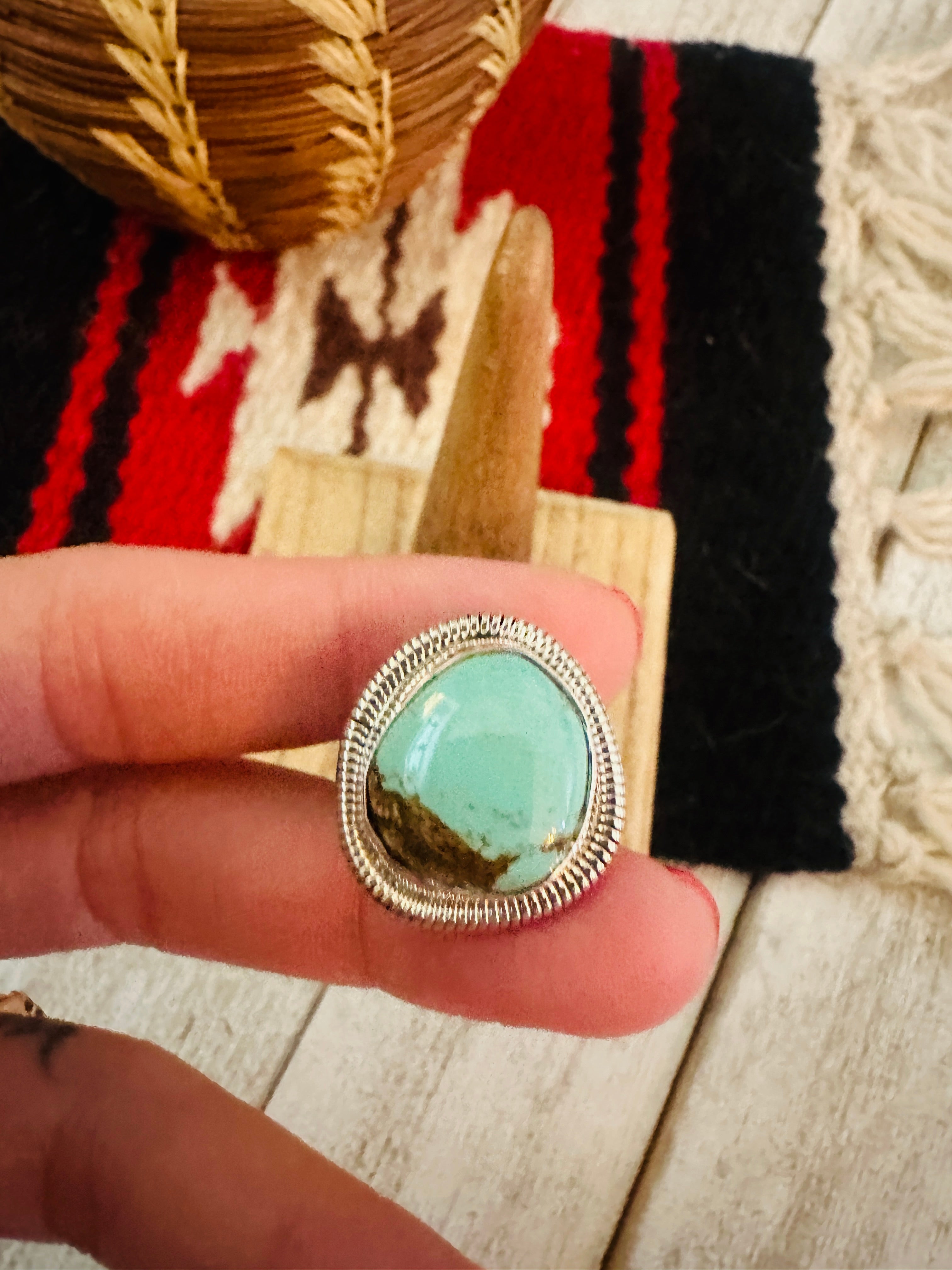 Navajo Sterling Silver & Turquoise Ring Size 5