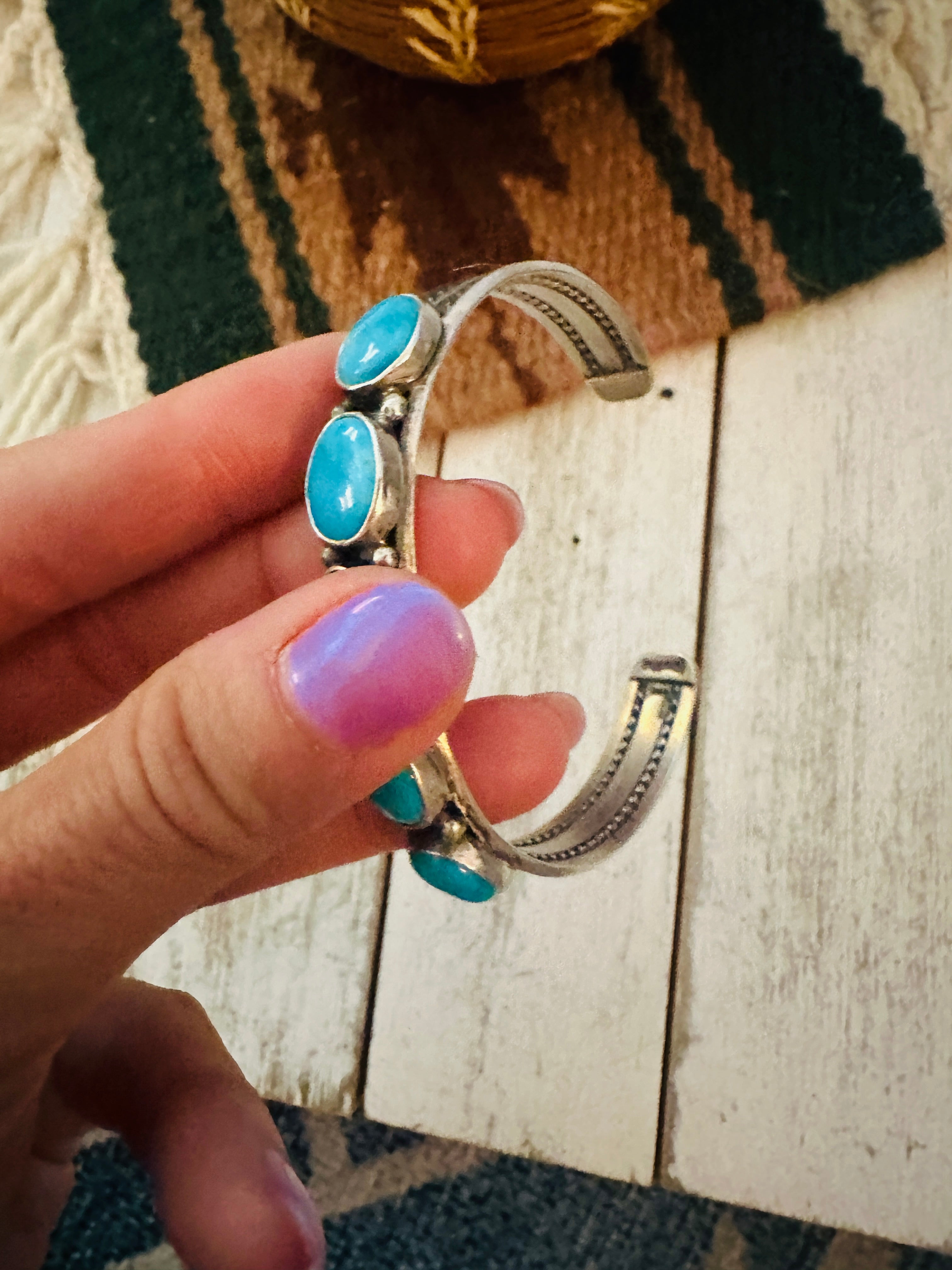 Navajo Turquoise & Sterling Silver Cuff Bracelet