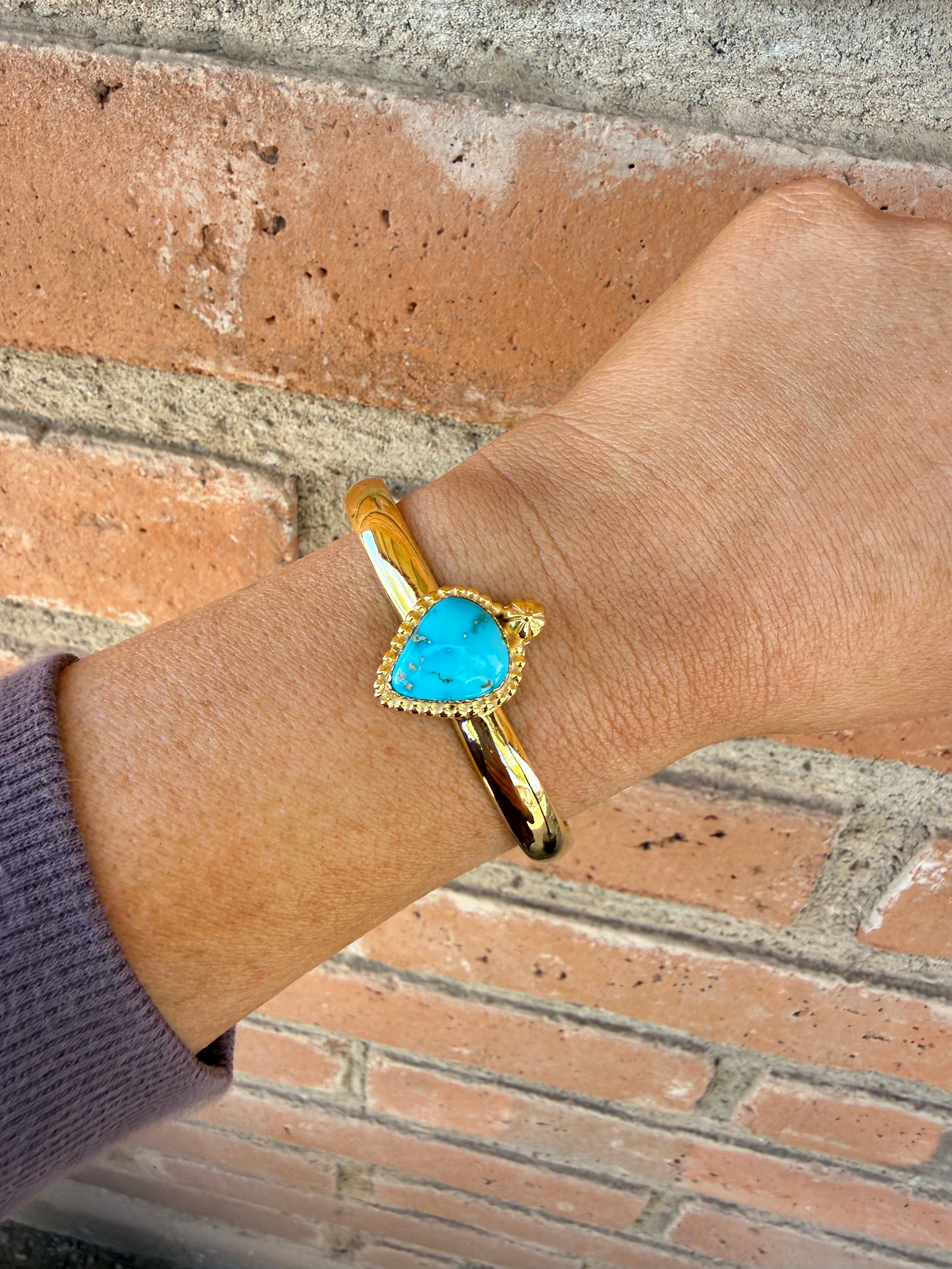 “The Golden Collection” Handmade Gold Plated Sterling Silver Natural Sonoran Mountain Turquoise Bracelet style 3