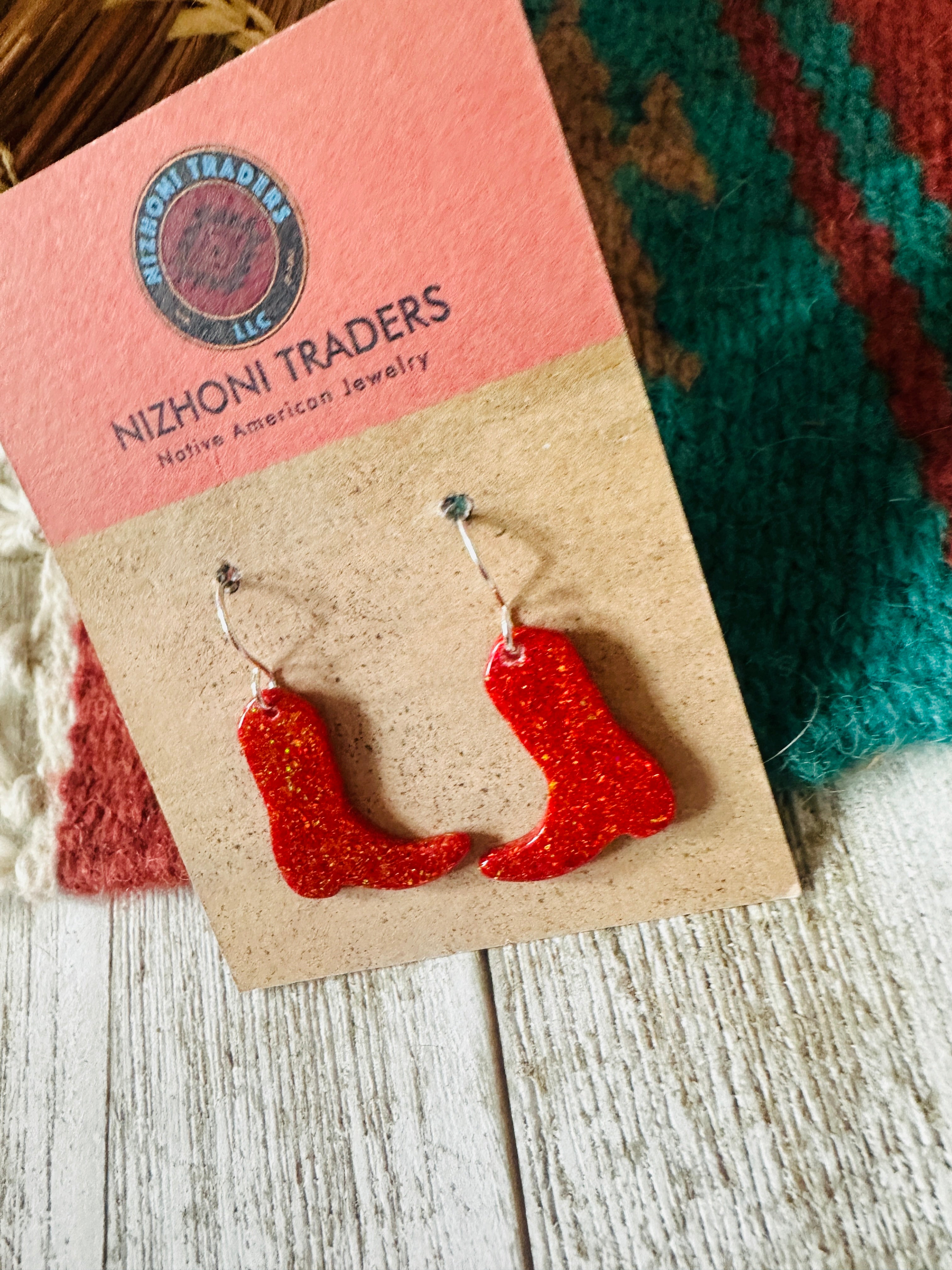 Handcrafted Sterling Silver & Opal Cowboy Boot Dangle Earrings