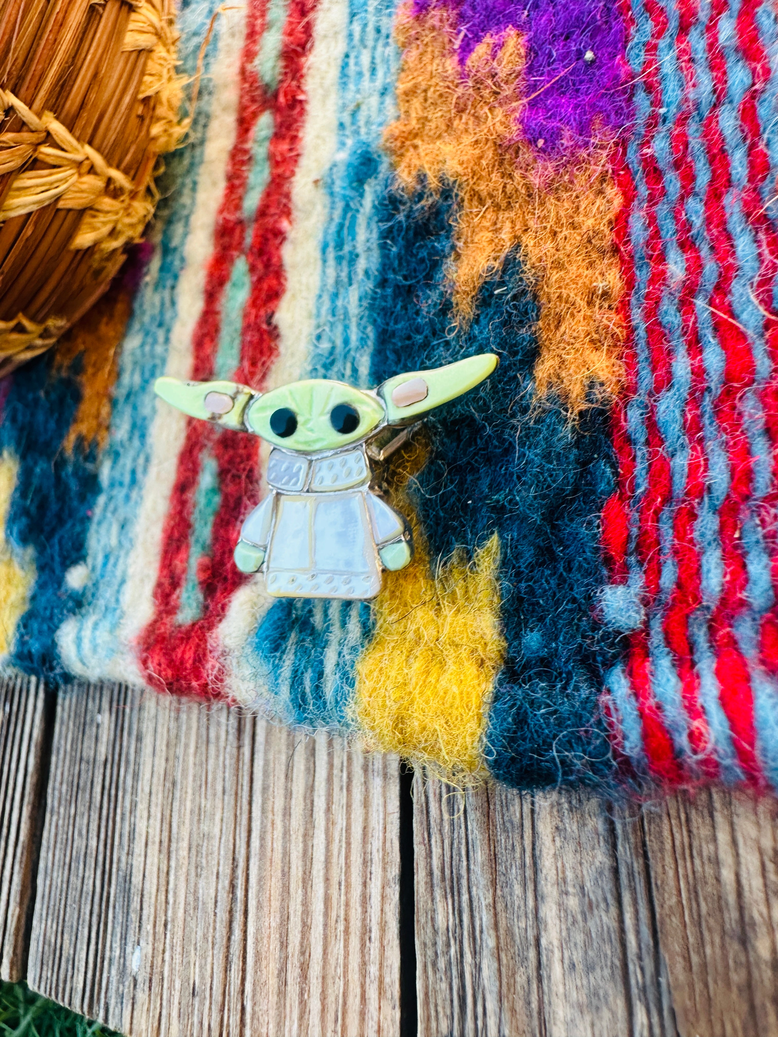 Handcrafted Sterling Silver and Multi Stone Character Brooch