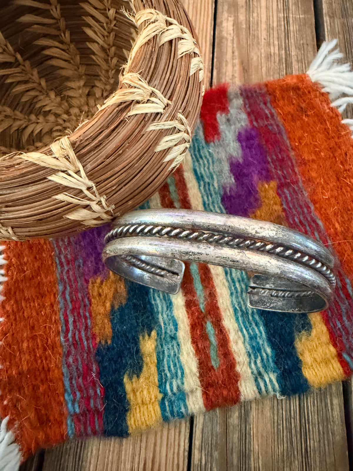 Handcrafted Old Pawn Sterling Silver Cuff Bracelet