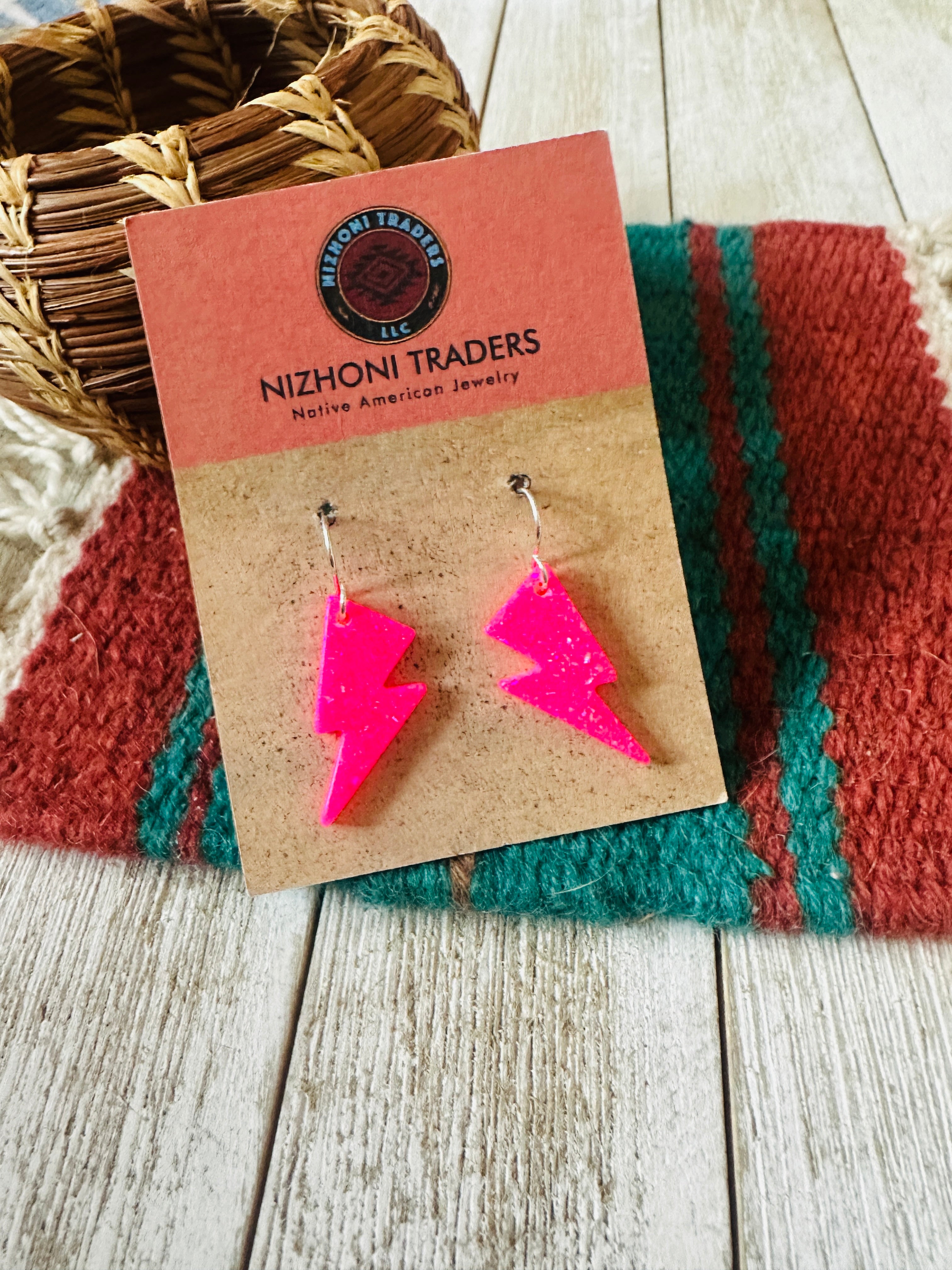 Handcrafted Sterling Silver & Opal Lightning Bolt Dangle Earrings