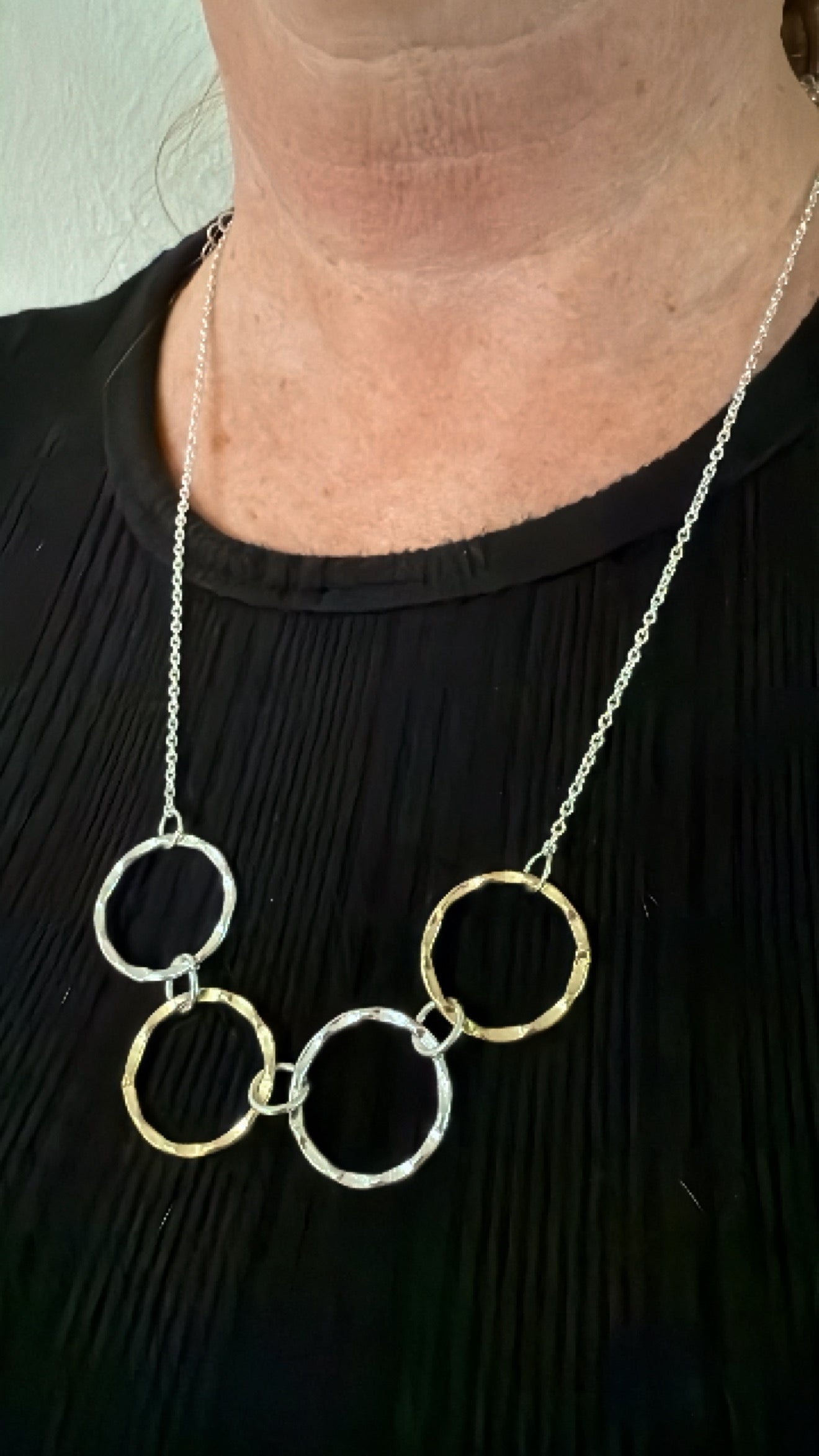 “The Golden Collection” Mixed Metal Circle Necklace 21-24”