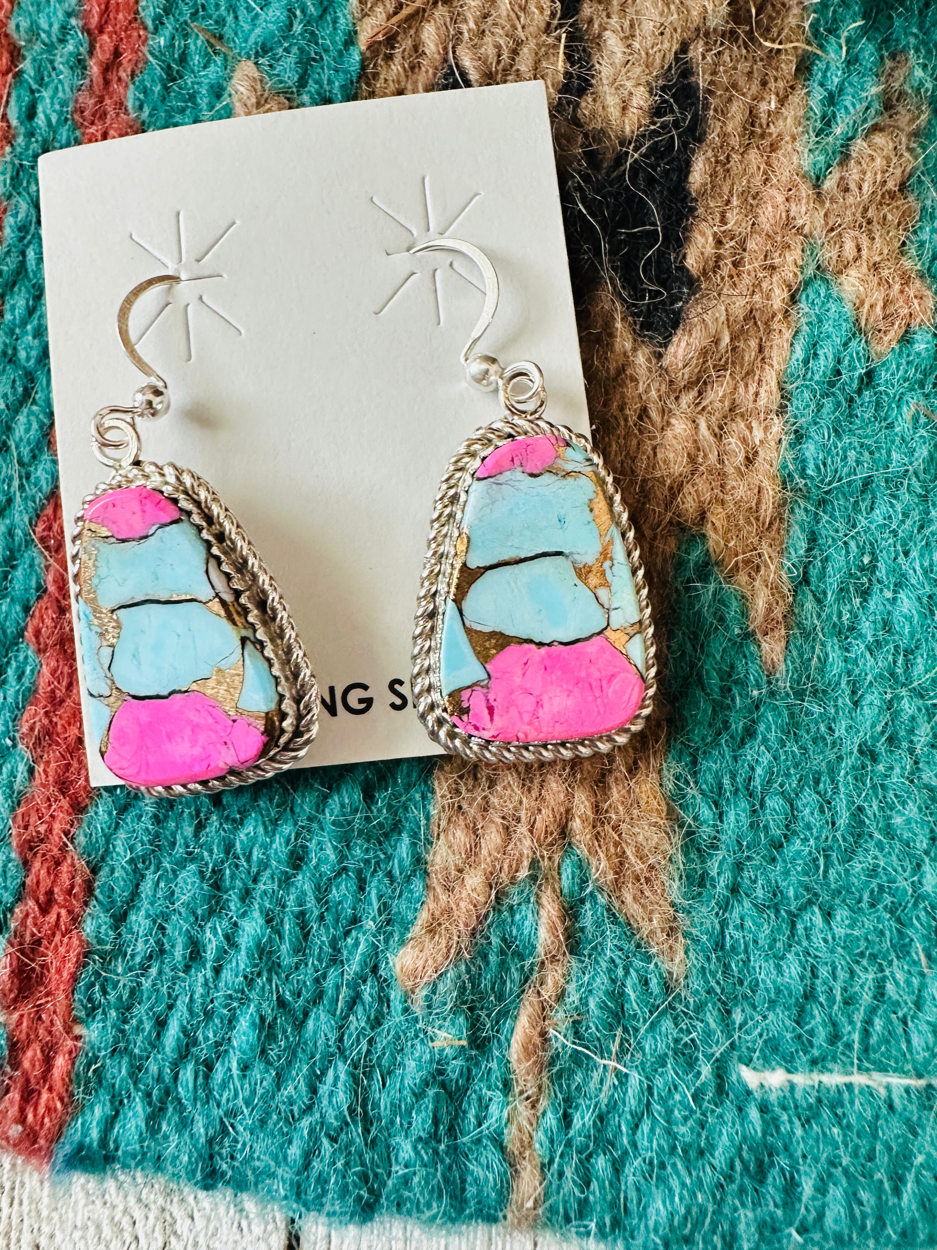 Handcrafted Cotton Candy and Sterling Silver Dangle Earrings