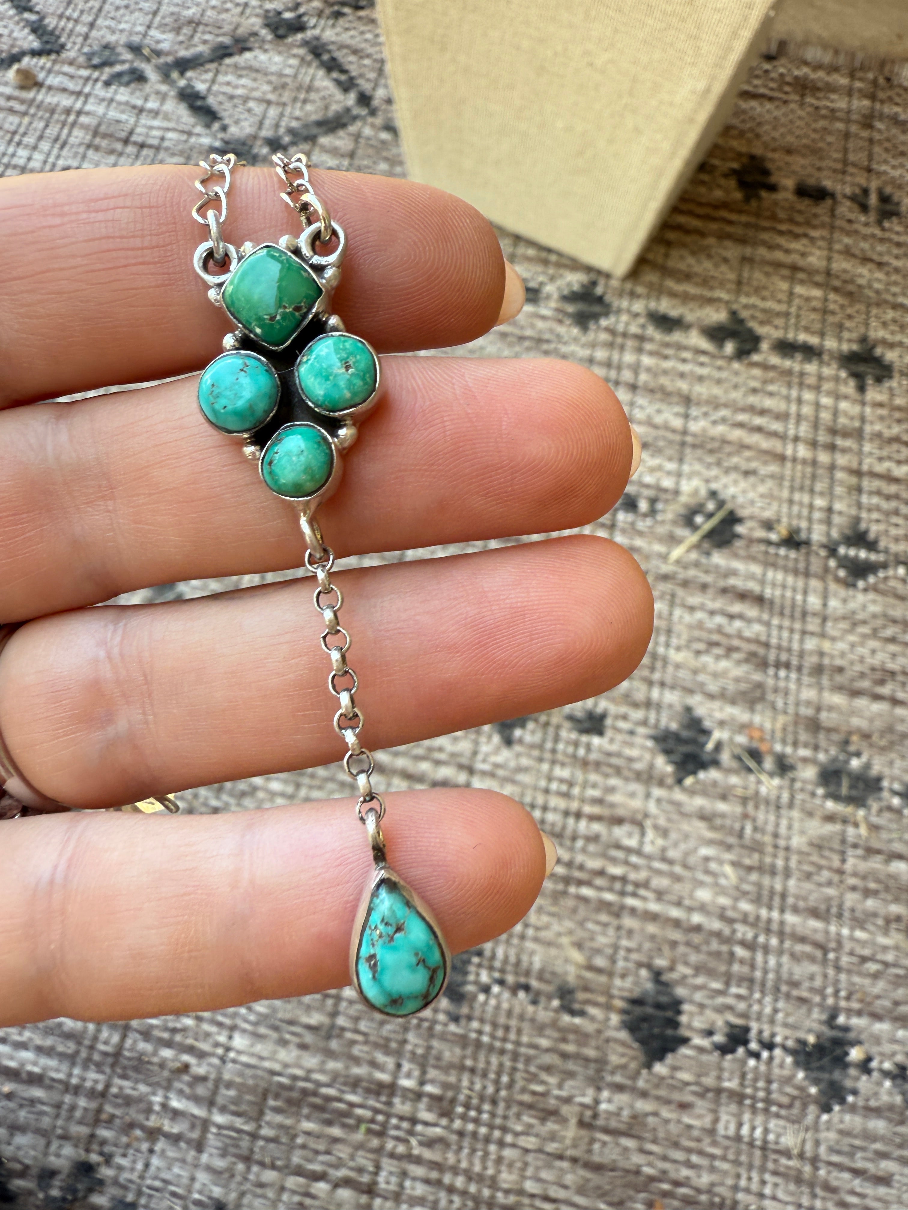 Beautiful Handmade Sterling Silver & Emerald Valley Turquoise Necklace