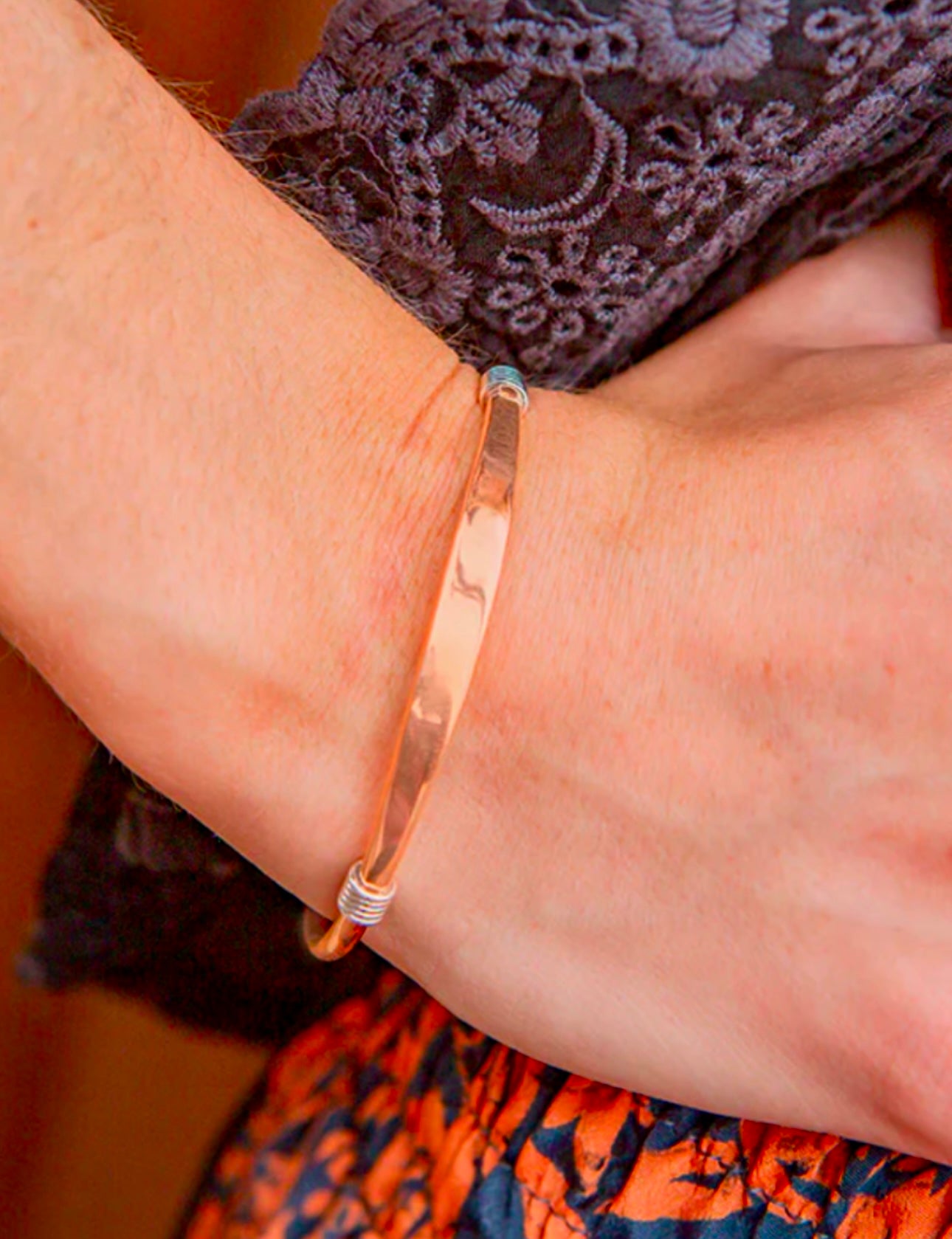 Copper Cuff w/ Silver Coils