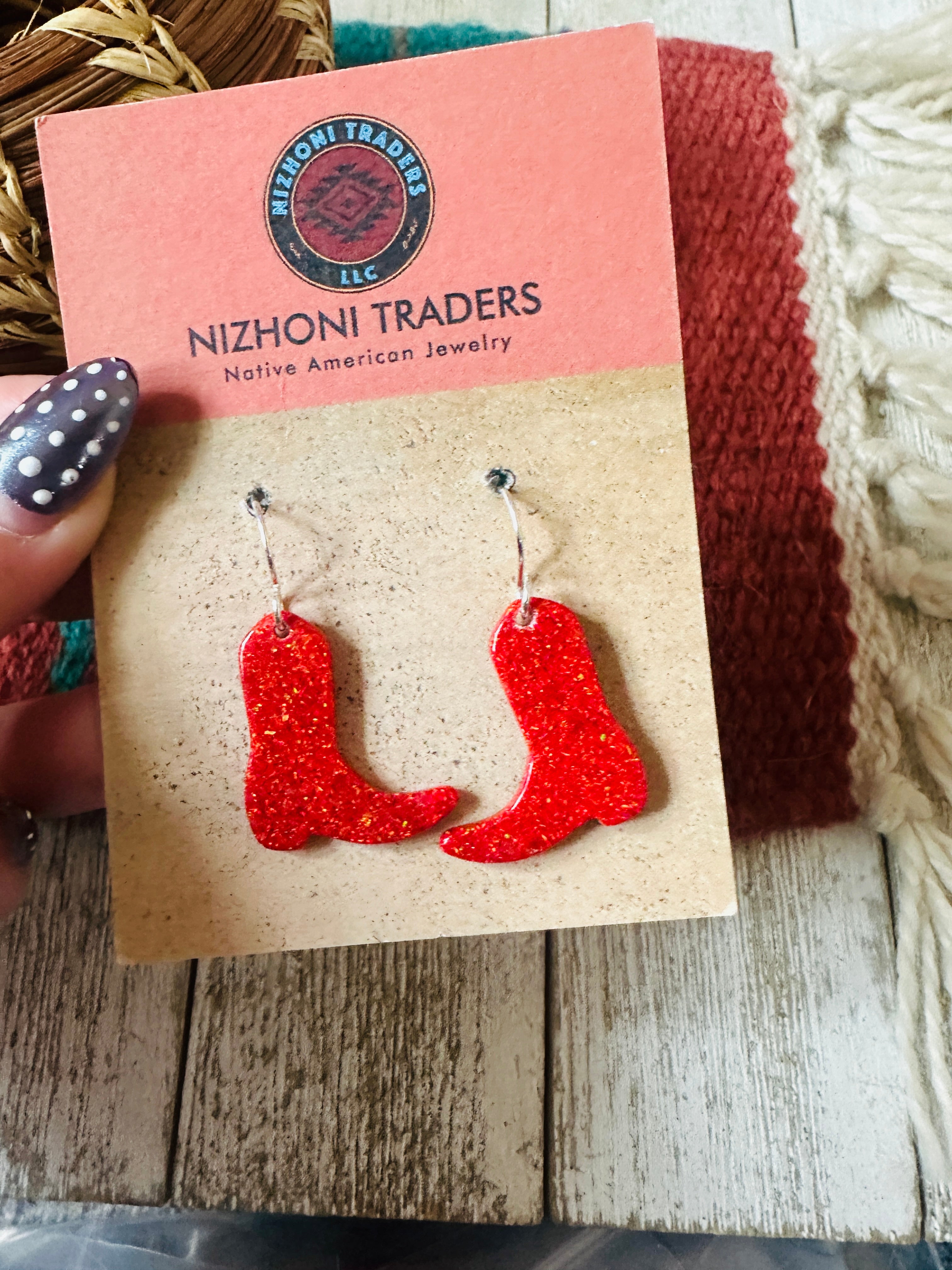 Handcrafted Sterling Silver & Opal Cowboy Boot Dangle Earrings