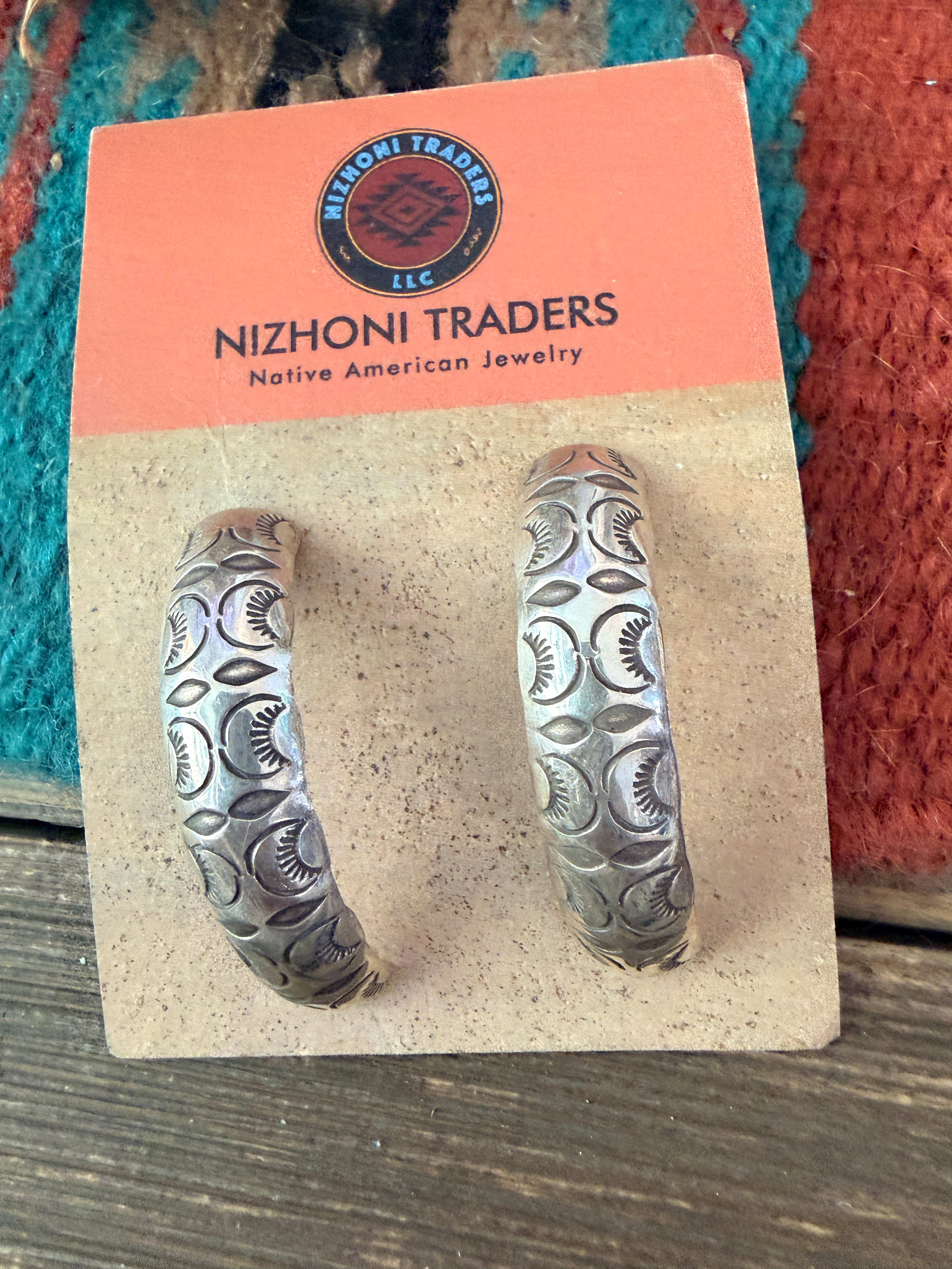 Old Pawn Handcrafted Sterling Silver Half Hoop Earrings