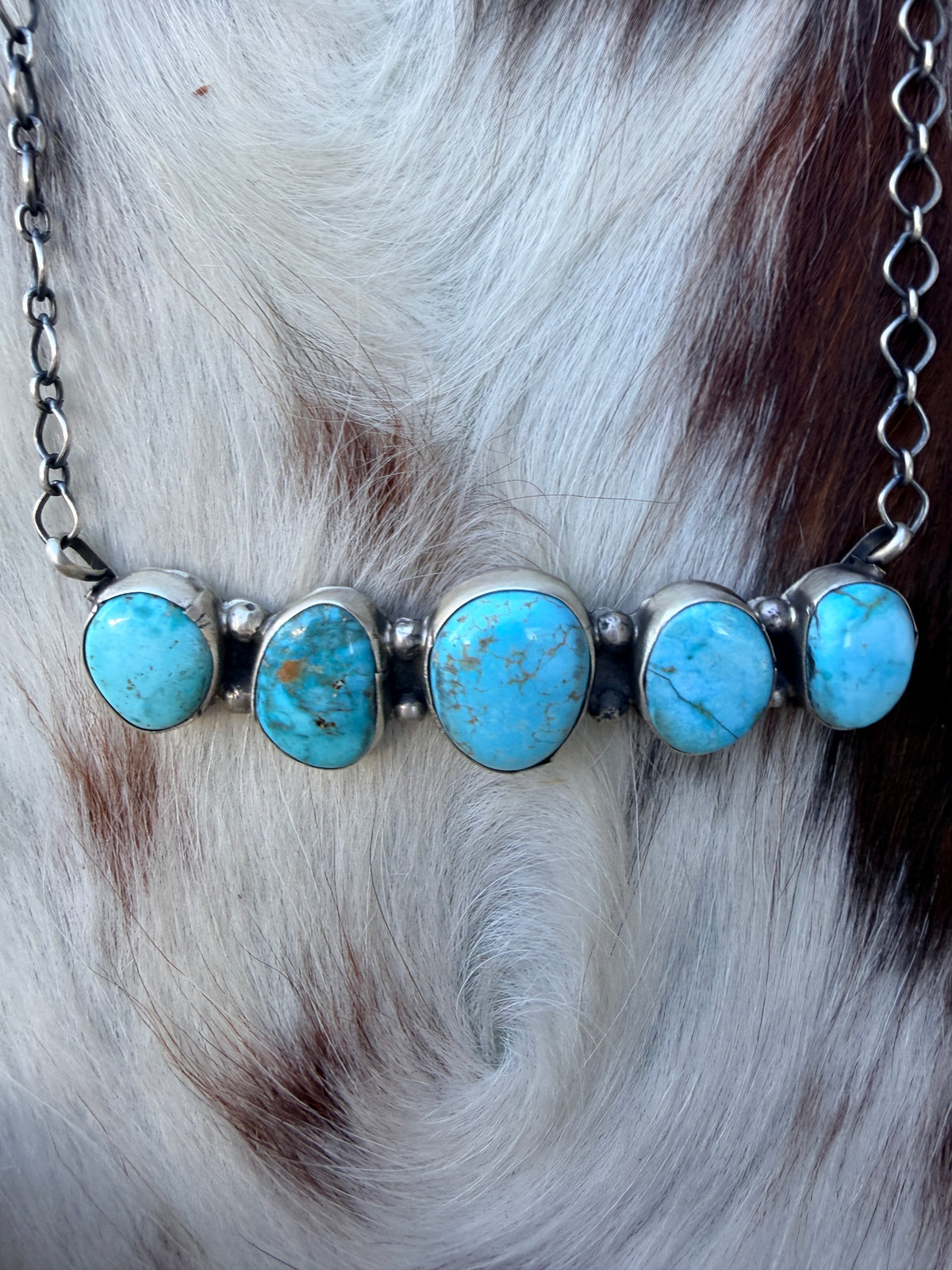 Handcrafted Kingman Turquoise & Sterling Silver Necklace