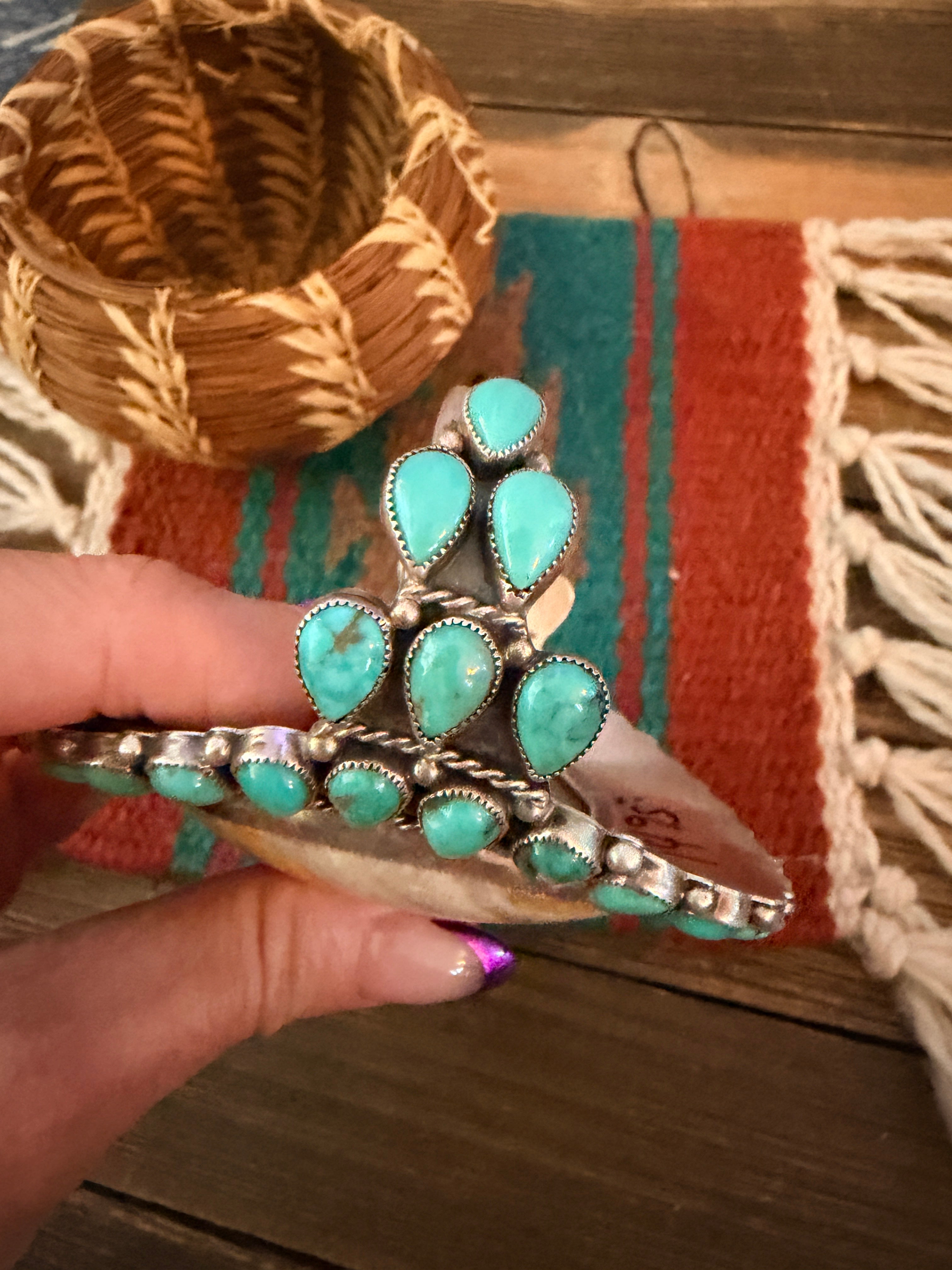 Handcrafted Sterling Silver, Turquoise & Bumblebee Cuff Bracelet