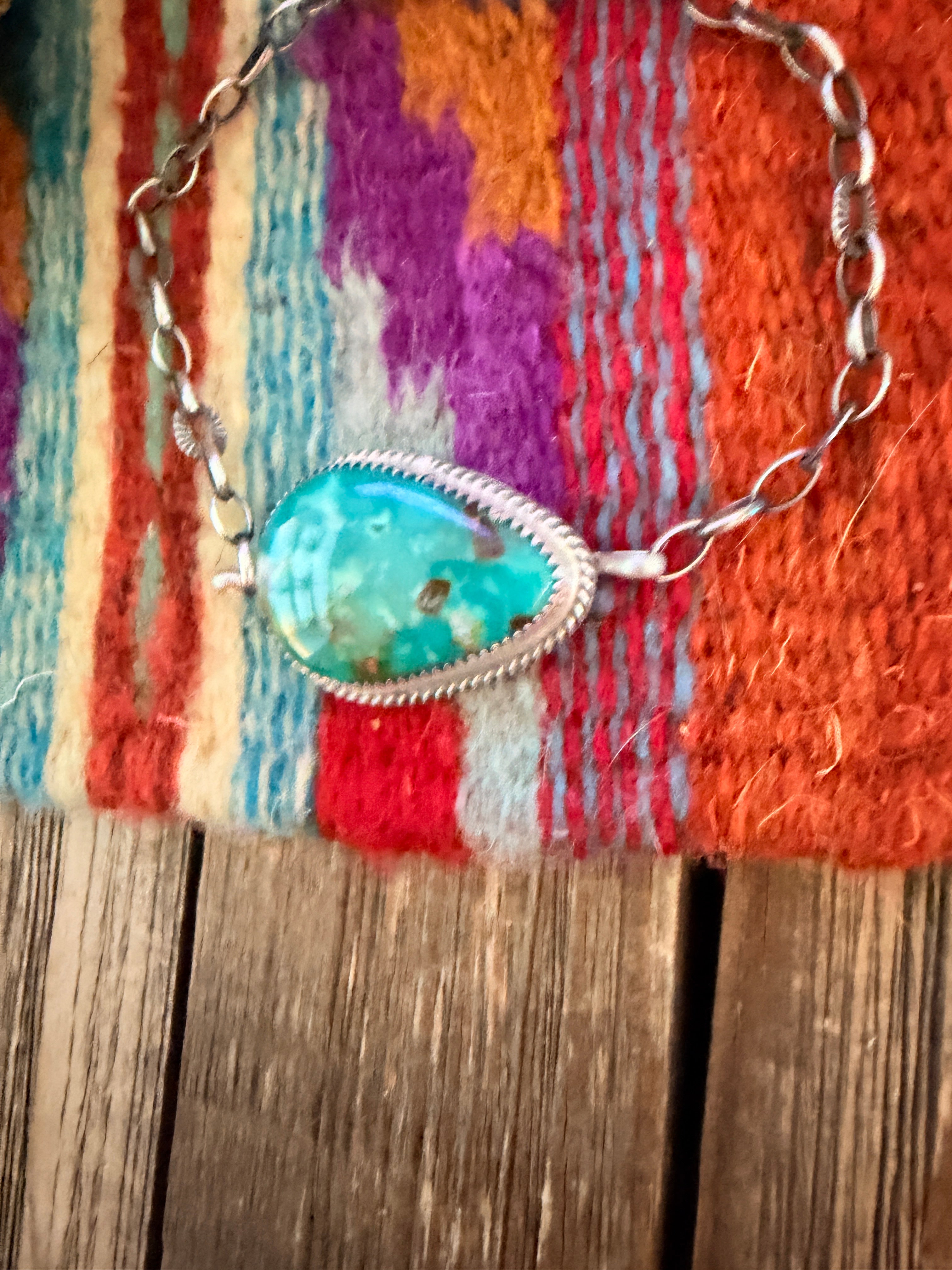 Handmade Sterling Silver and Turquoise Link Bracelet