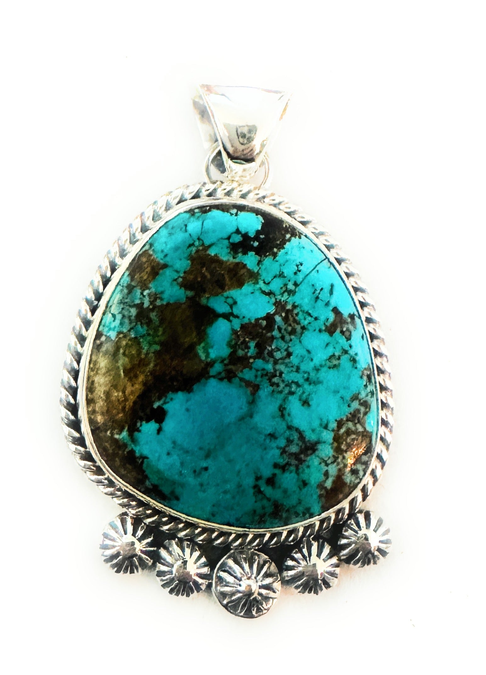 Navajo Number 8 Turquoise & Sterling Silver Pendant