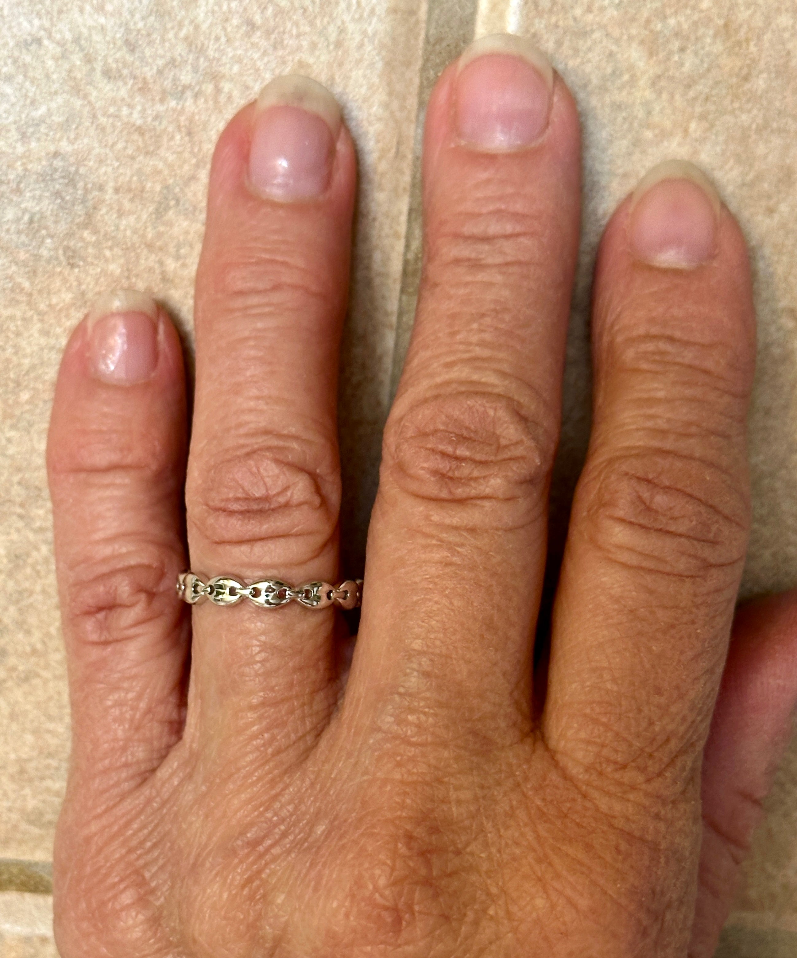 Sterling Silver Janie Anchor Chain Ring