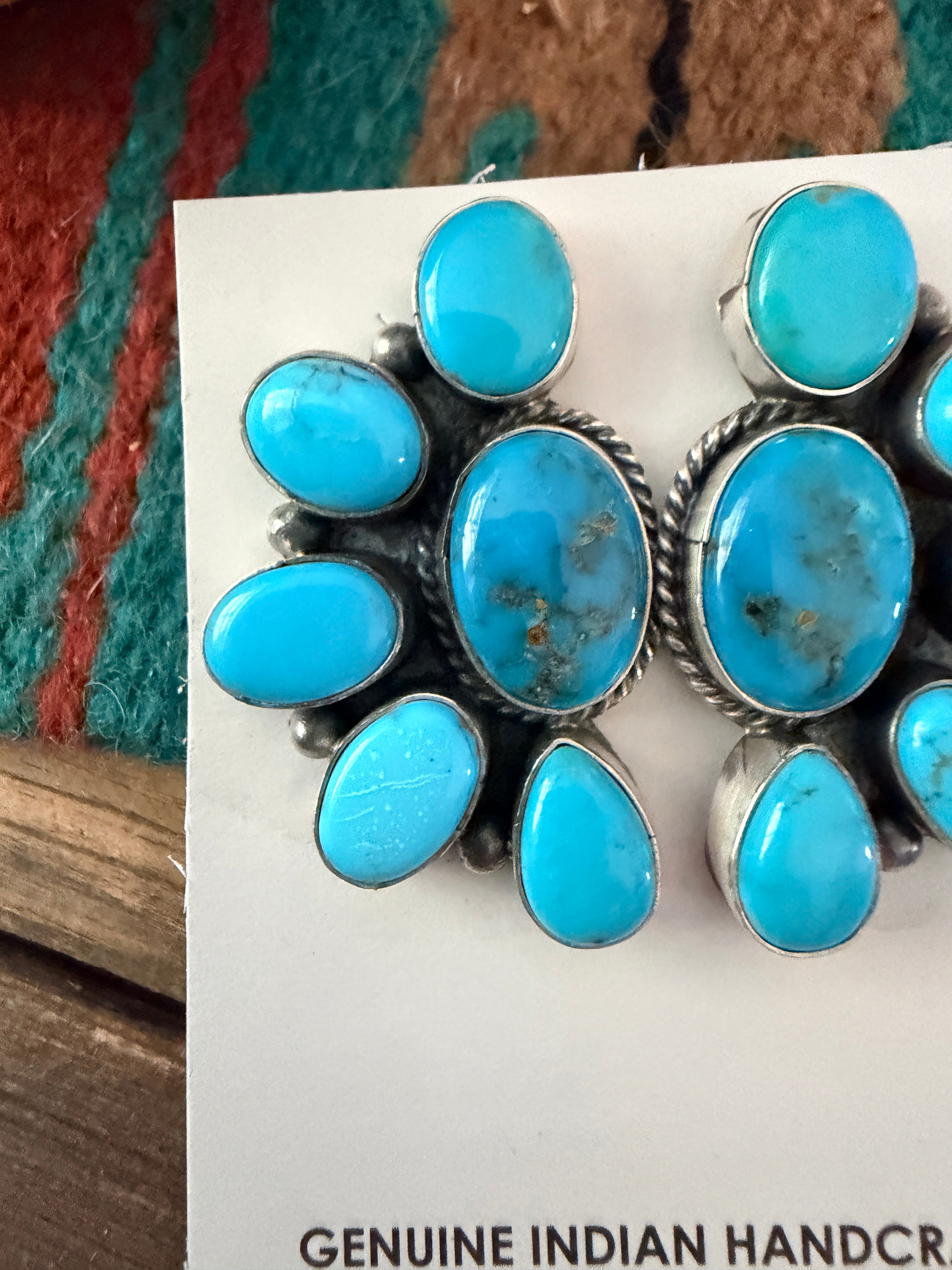 Handcrafted Turquoise & Sterling Silver Post Earrings by Letricia Largo