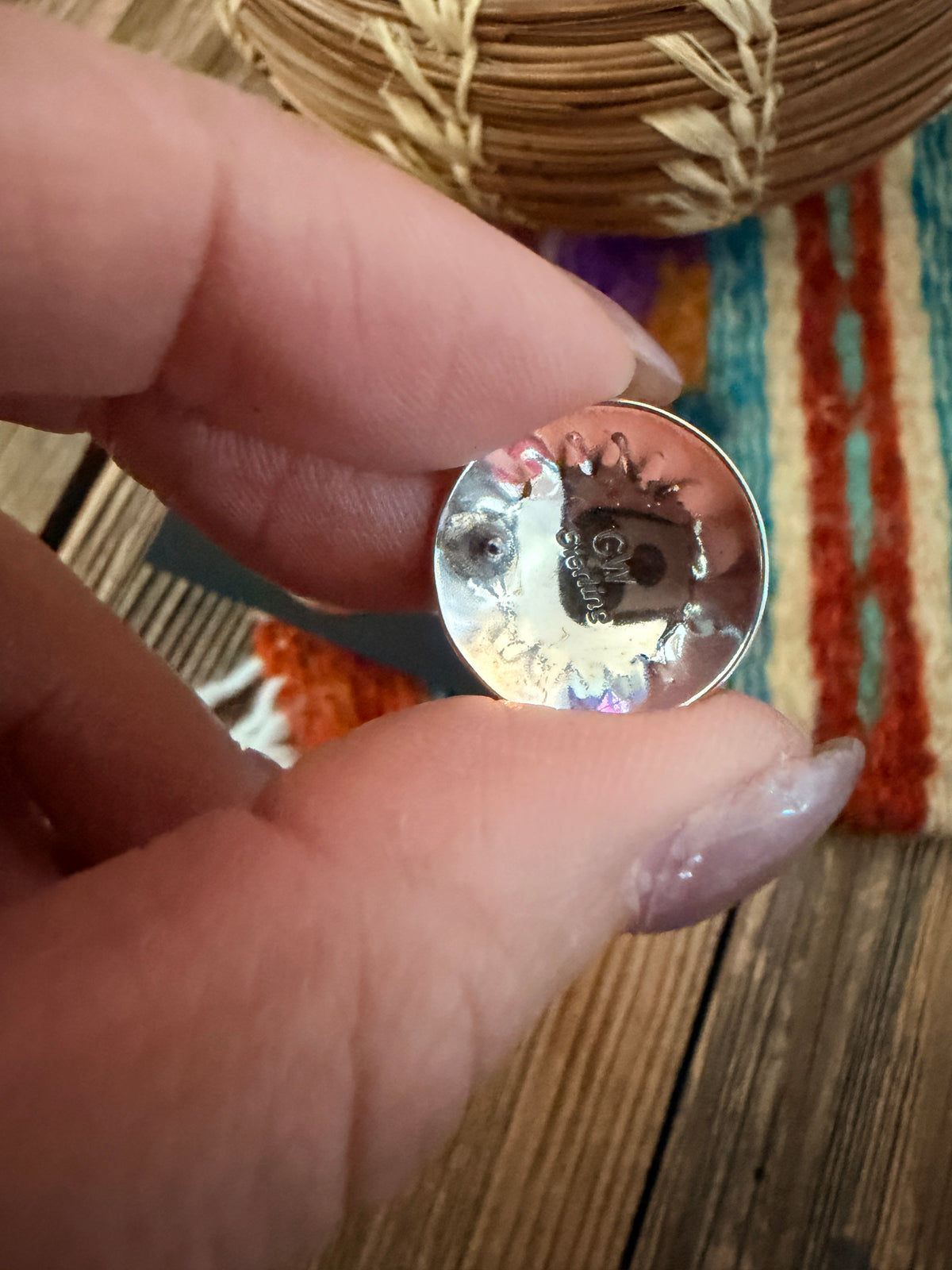 Handcrafted Sterling Silver & Turquoise Concho Stud Earrings