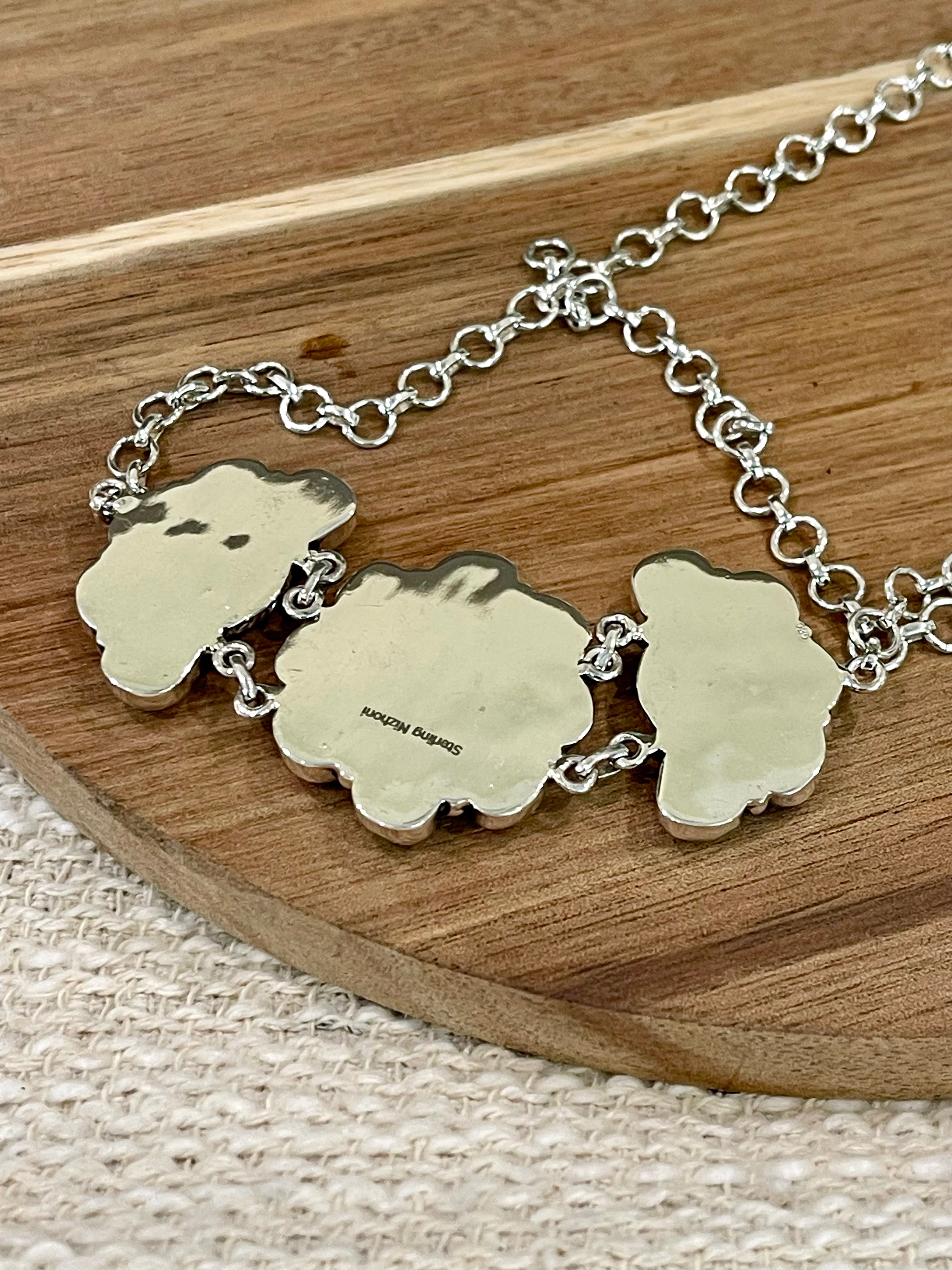 Handmade Sterling Silver Cotton Candy Turquoise Necklace with Signed Nizhoni