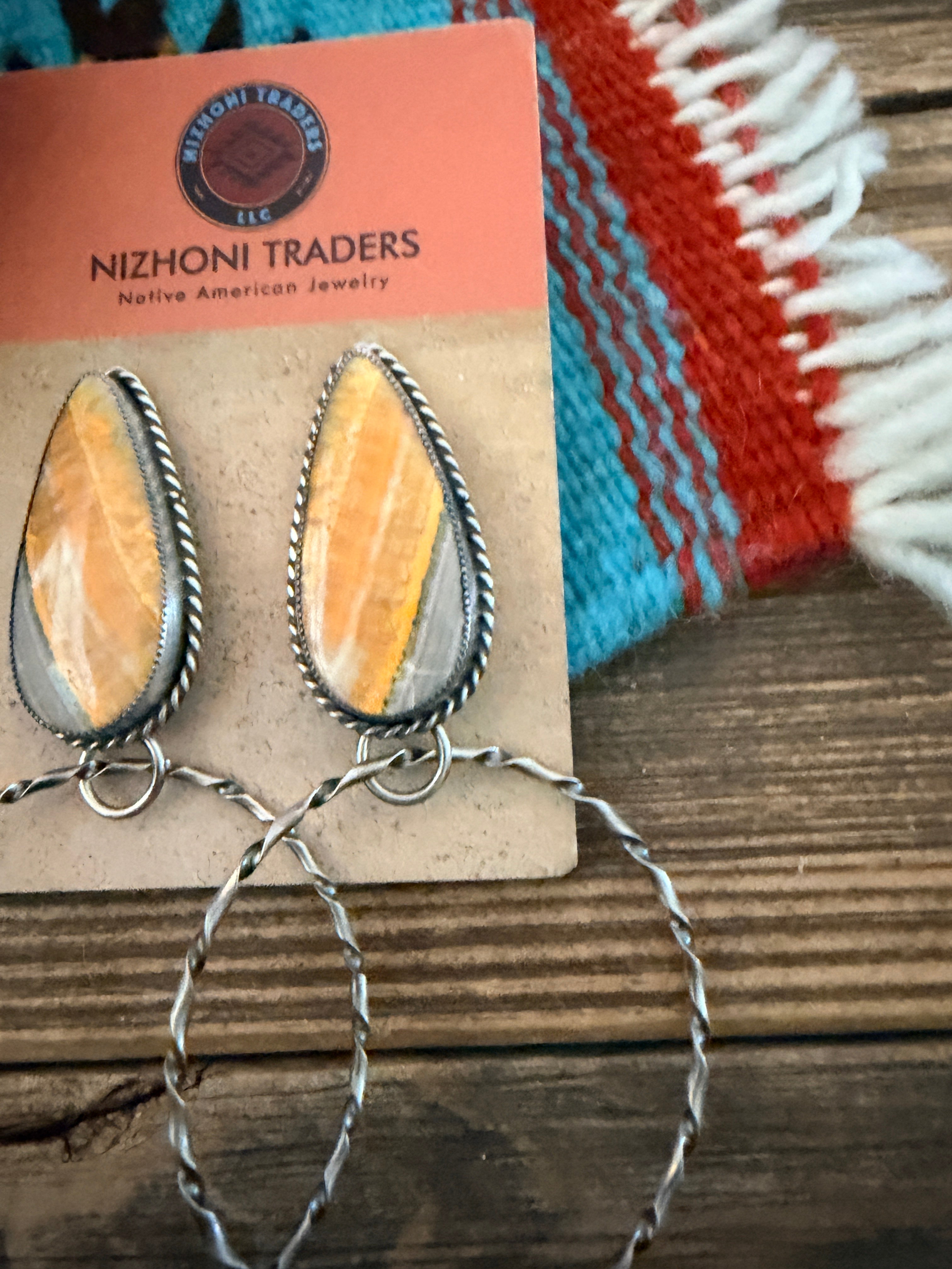 Handcrafted Bumblebee & Sterling Silver Hoop Earrings