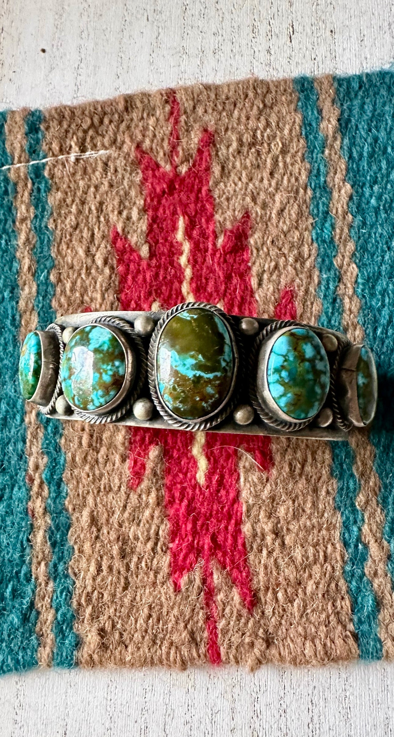 Beautiful B Johnson Navajo Sterling Sonoran Mountain Turquoise Bracelet Cuff Signed