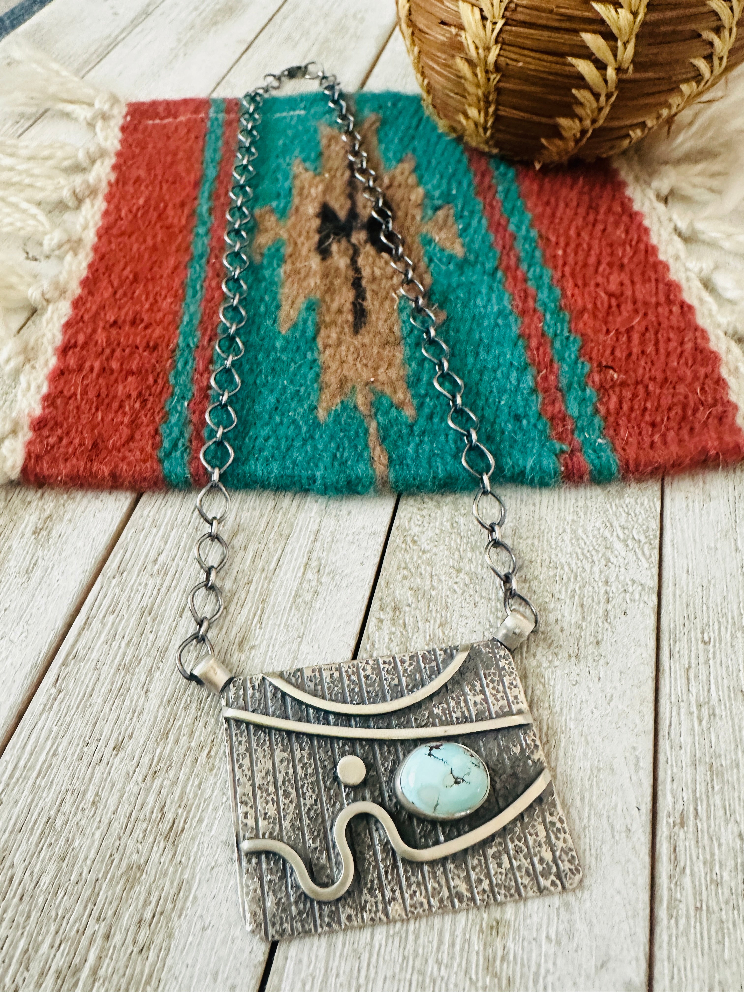 Handcrafted Sterling Silver & Golden Hills Turquoise Abstract Necklace