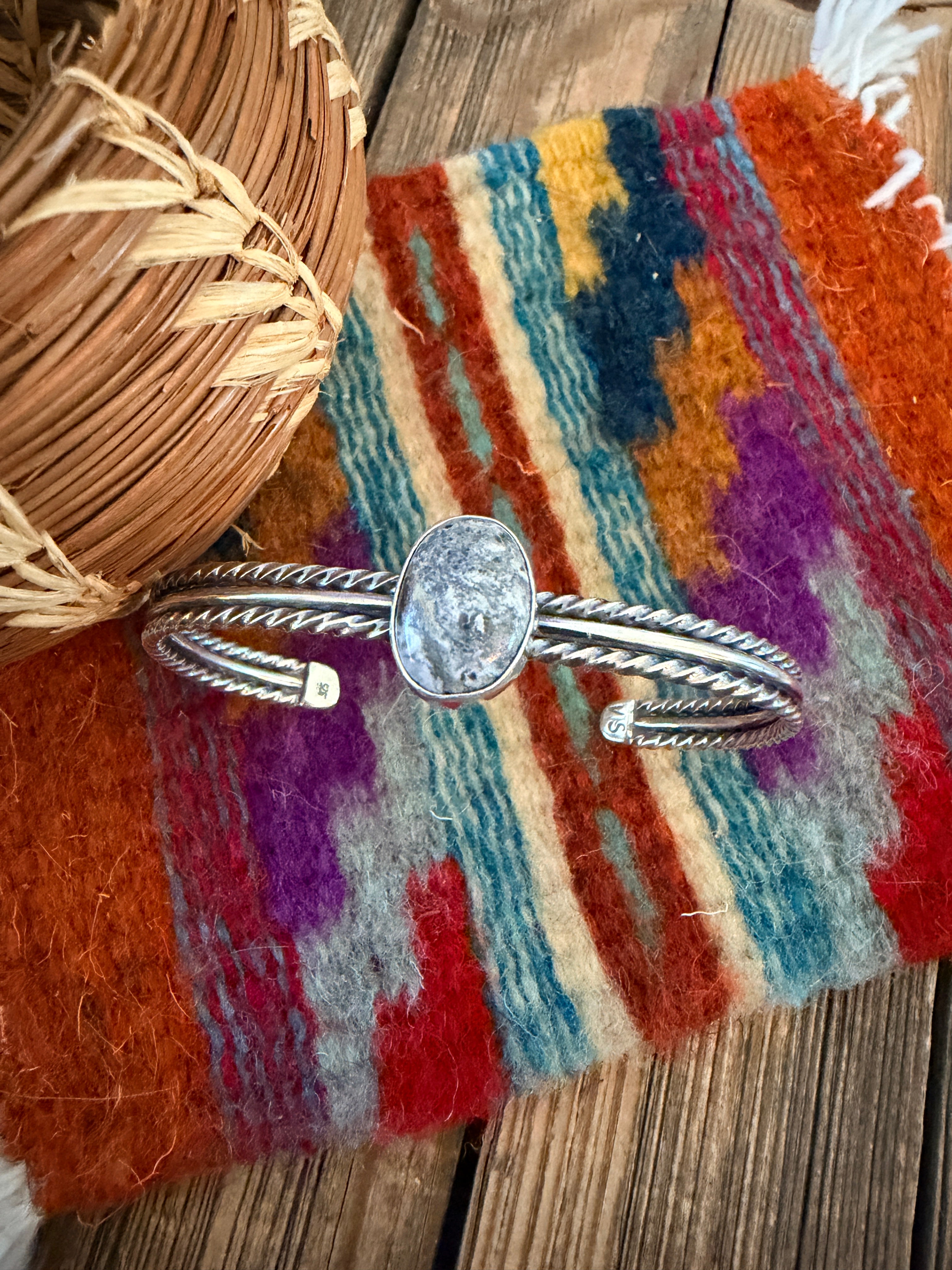Handcrafted White Buffalo & Sterling Silver Cuff Bracelet